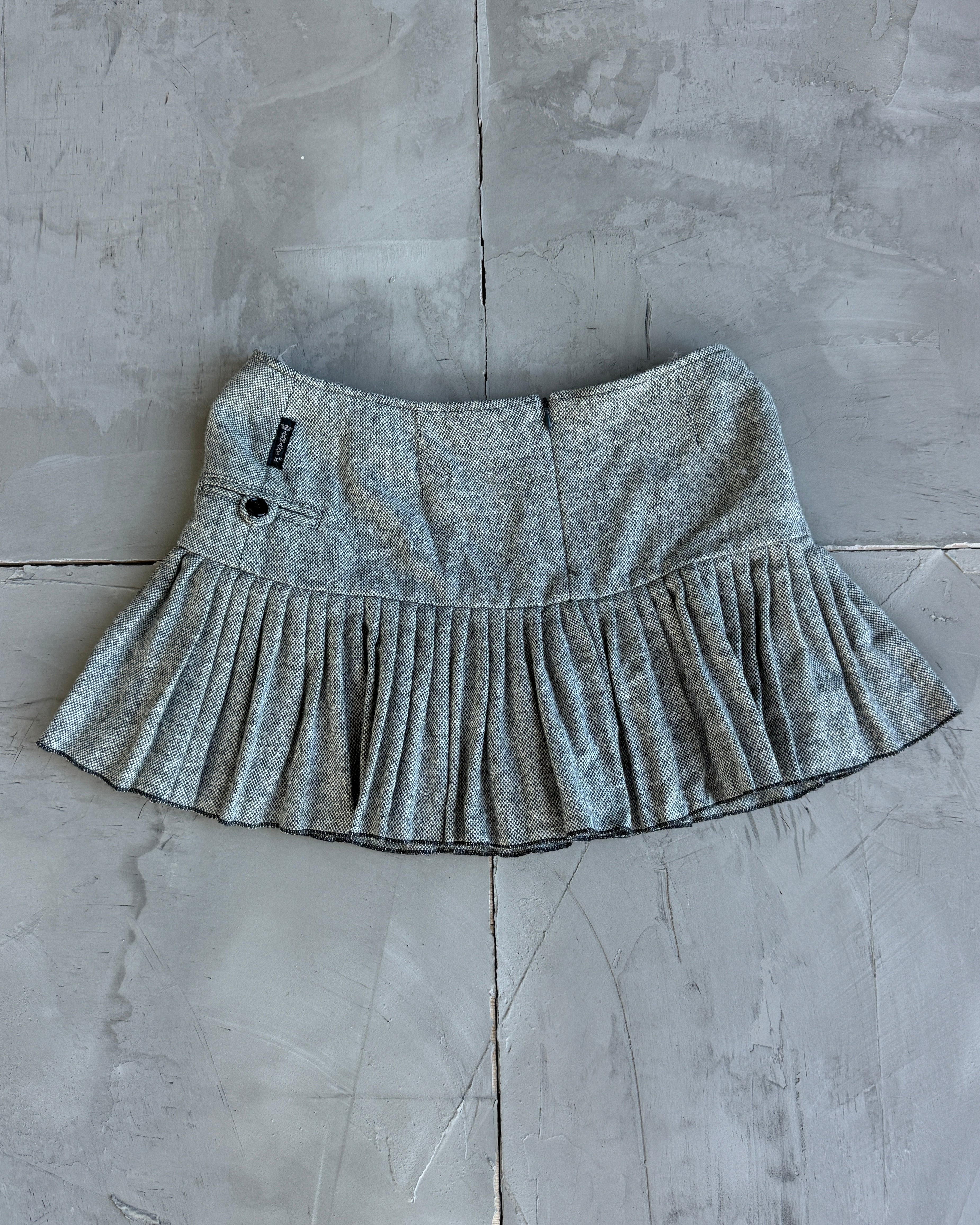 Armani Jeans Asymmetric Pleated Wool Mini Skirt - S/M