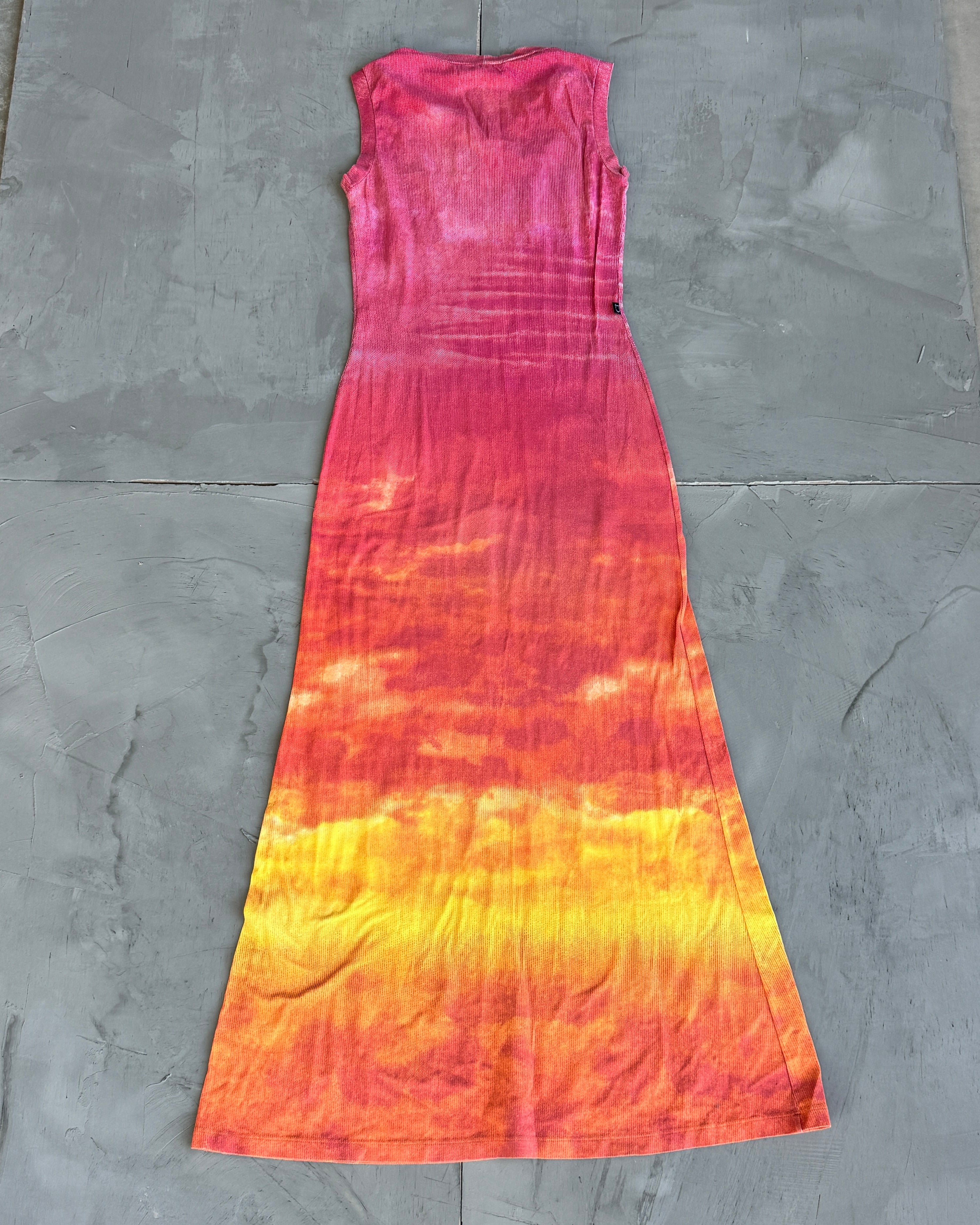 Cavalli Jeans Pink & Orange Stretch Maxi Dress