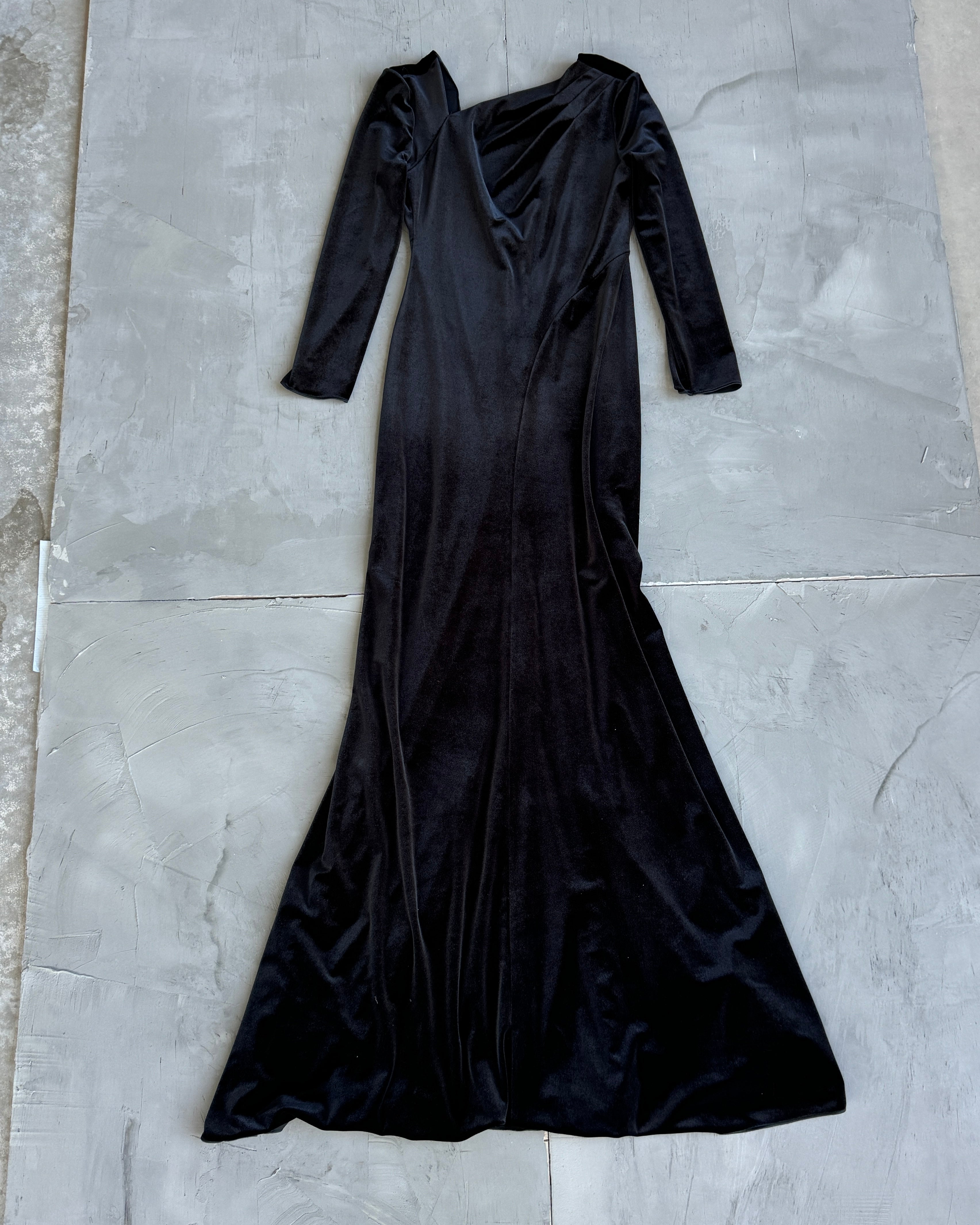 Giorgio Armani Asymmetric Neckline Velvet Dress - M