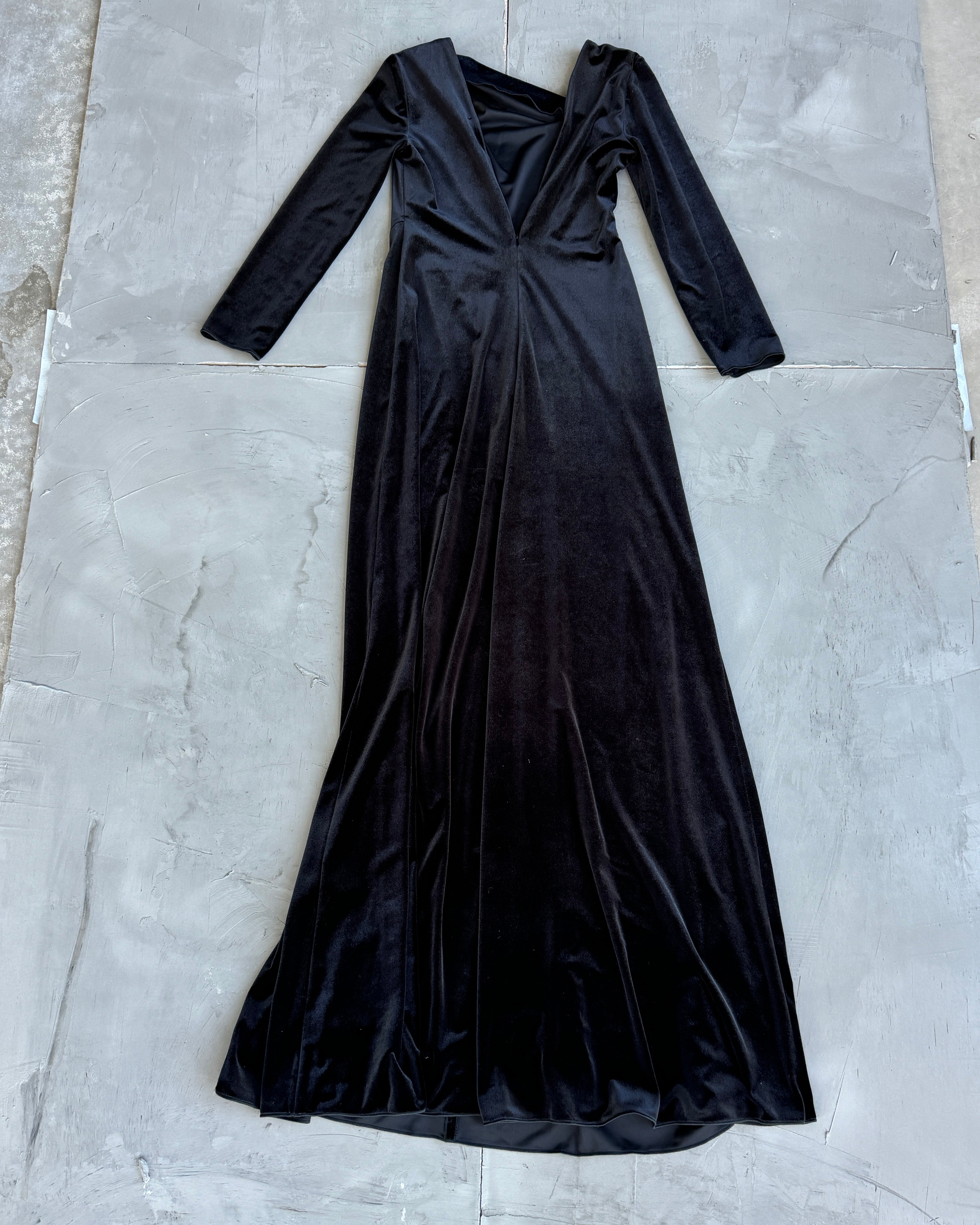 Giorgio Armani Asymmetric Neckline Velvet Dress - M