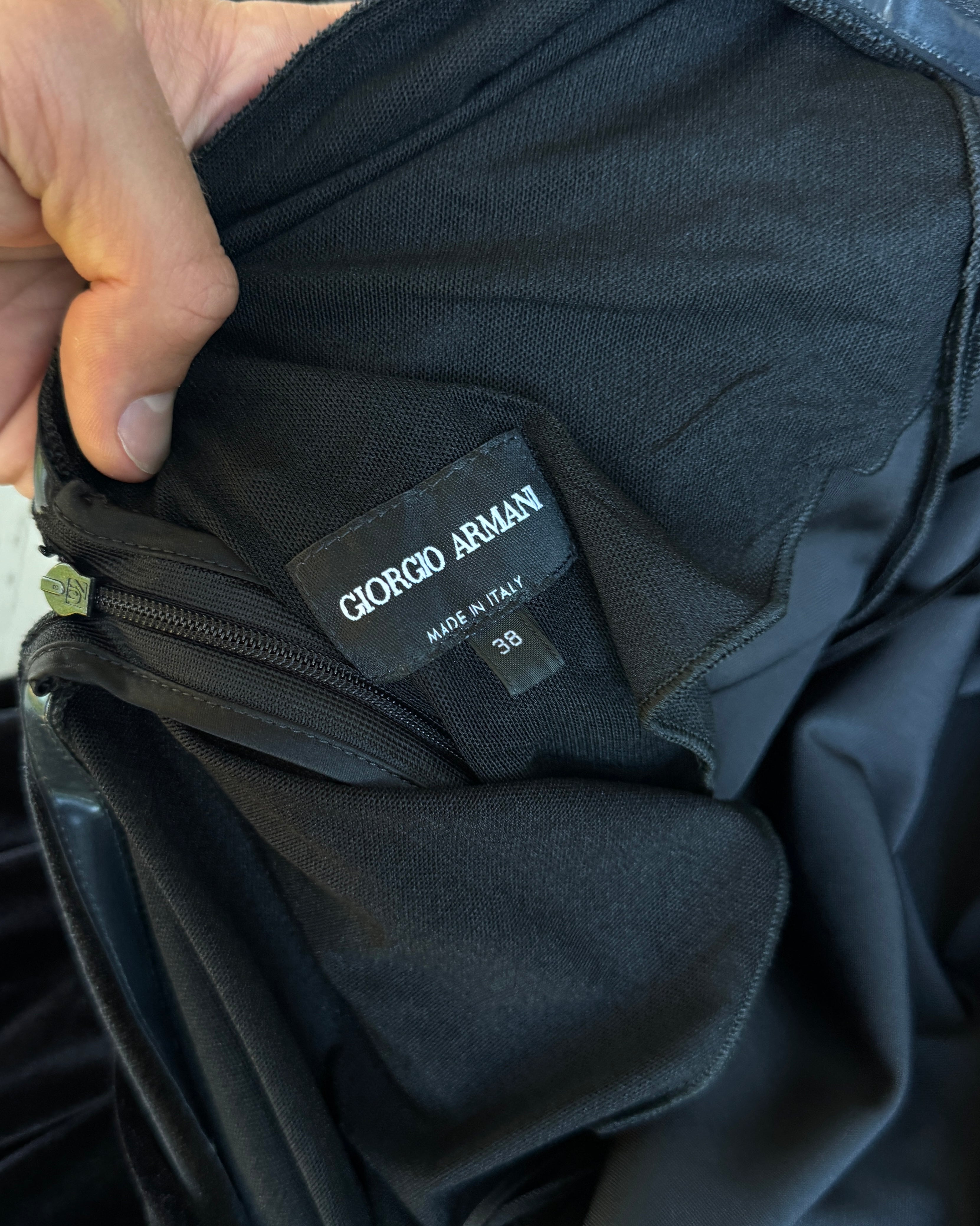 Giorgio Armani Asymmetric Neckline Velvet Dress - M