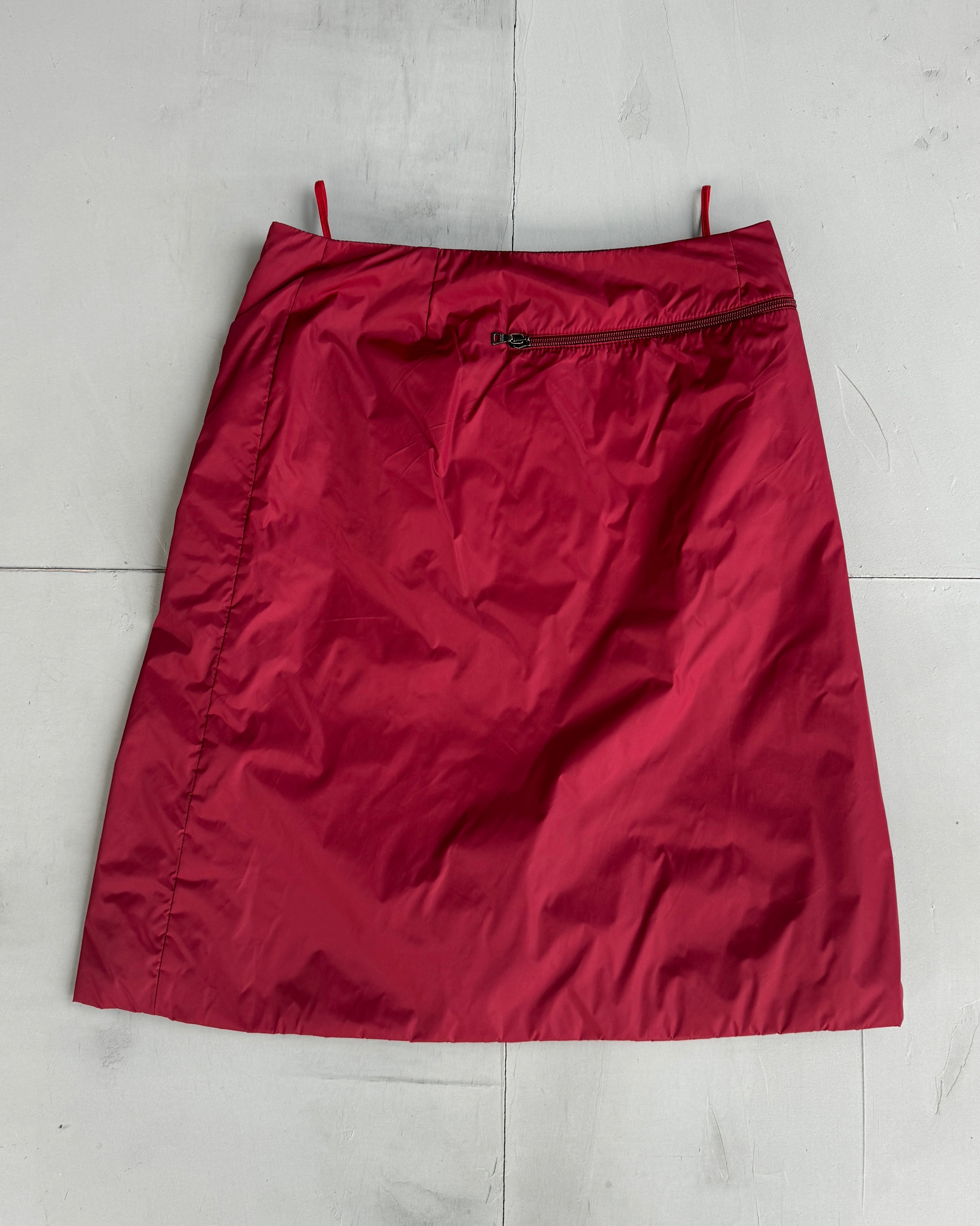 PRADA SPORT RED NYLON SKIRT - M