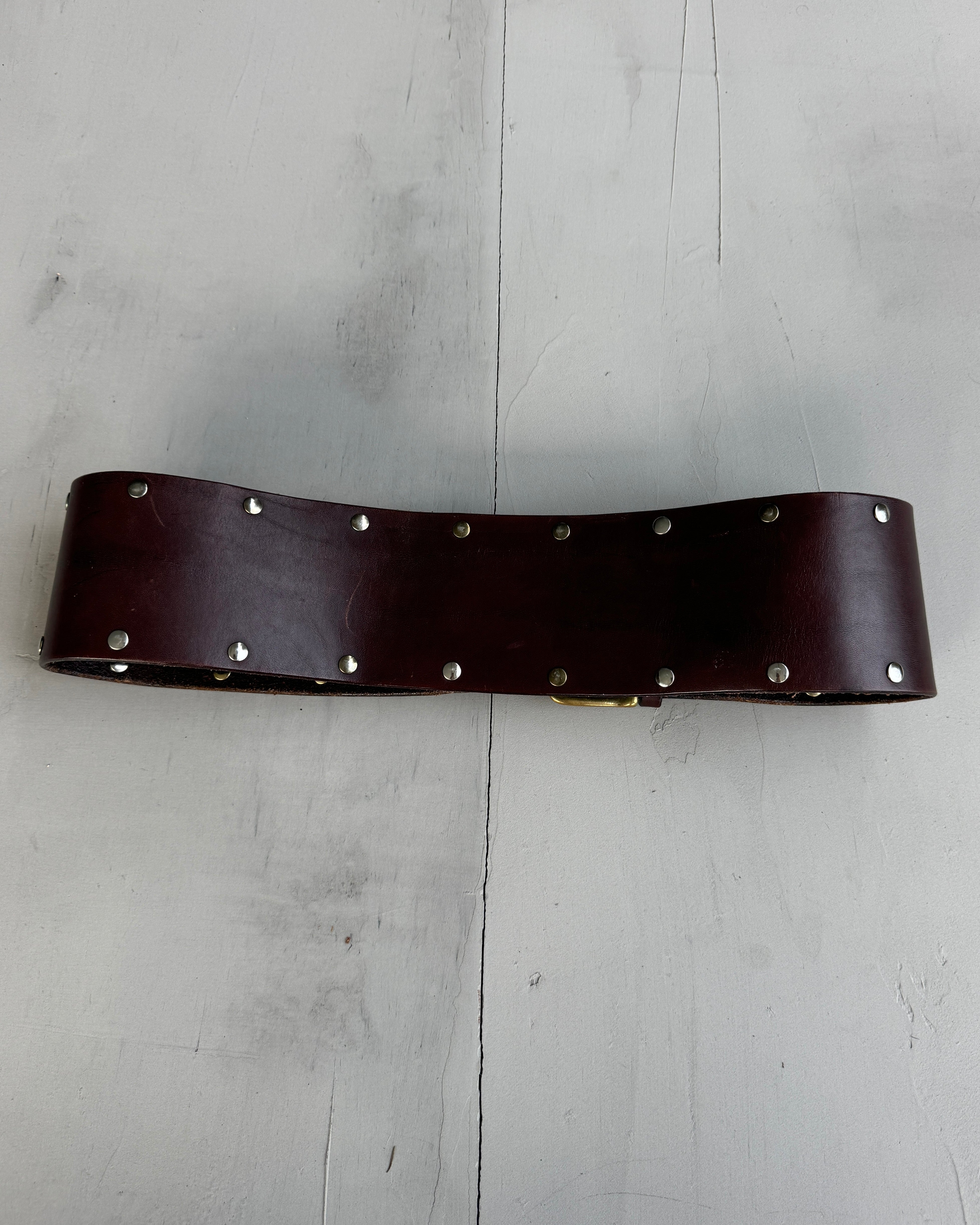 DOUBLE LAYER BROWN LEATHER BELT
