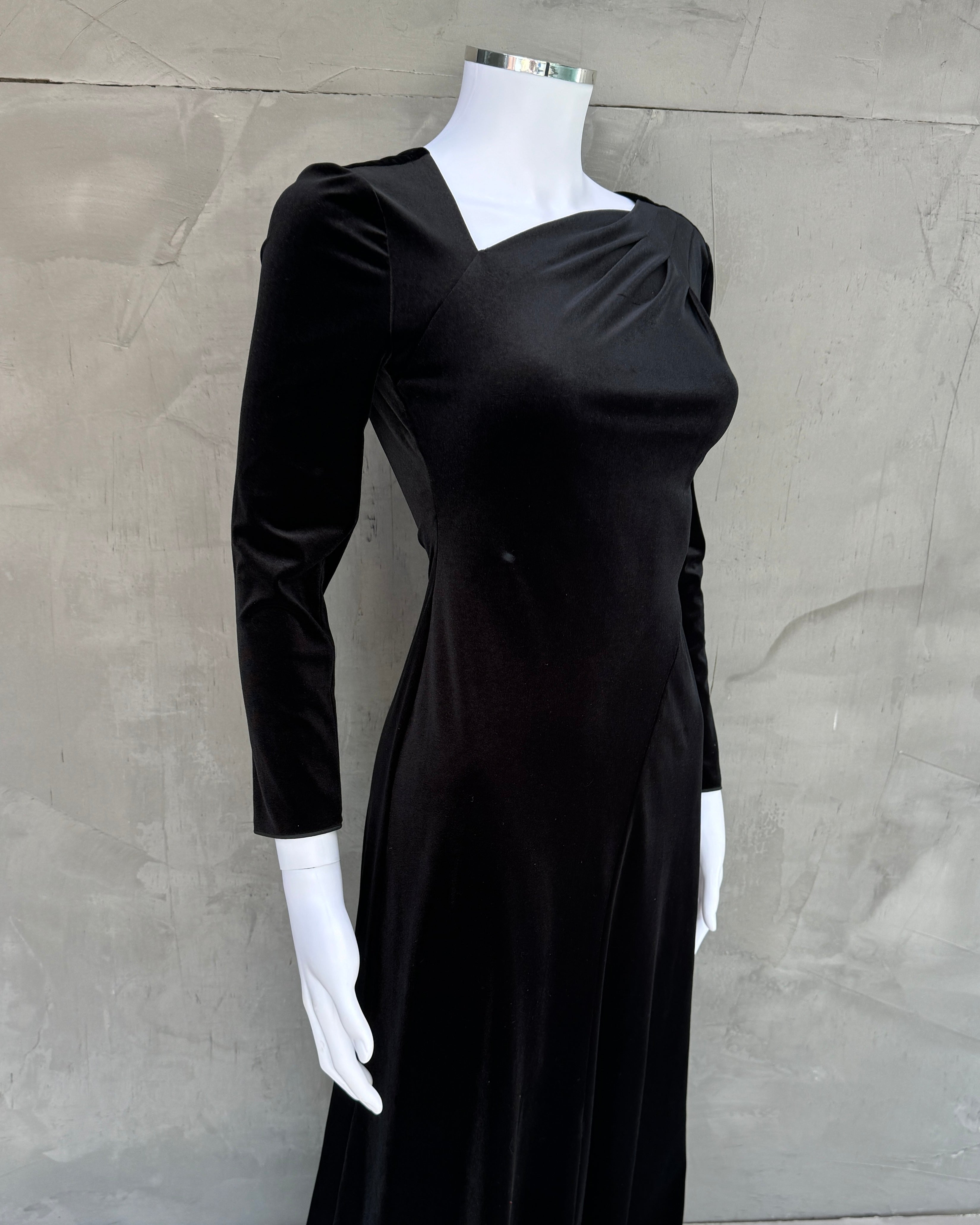Giorgio Armani Asymmetric Neckline Velvet Dress - M