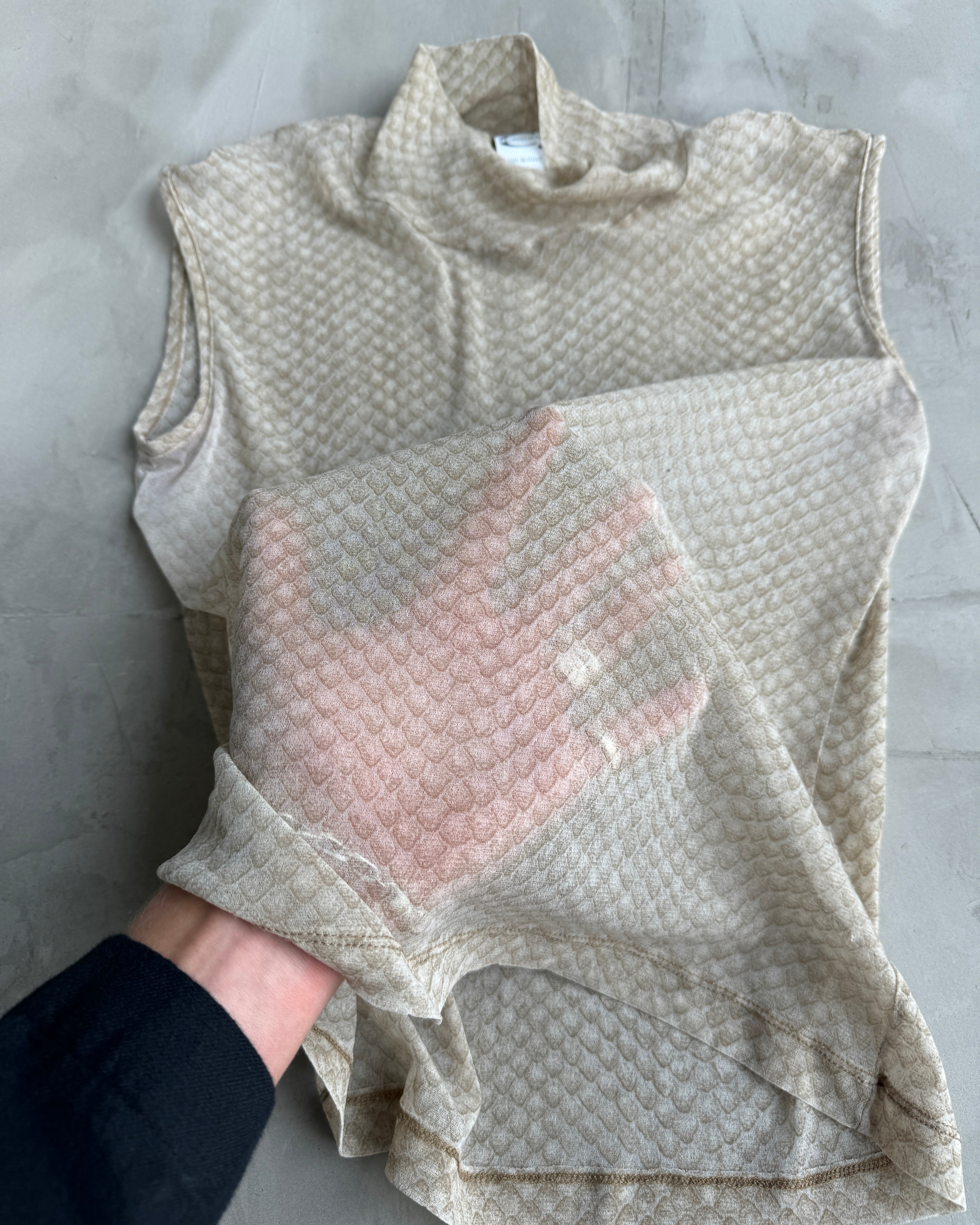 CAVALLI JEANS 2000'S SNAKE SKIN MESH VEST TOP - M/L