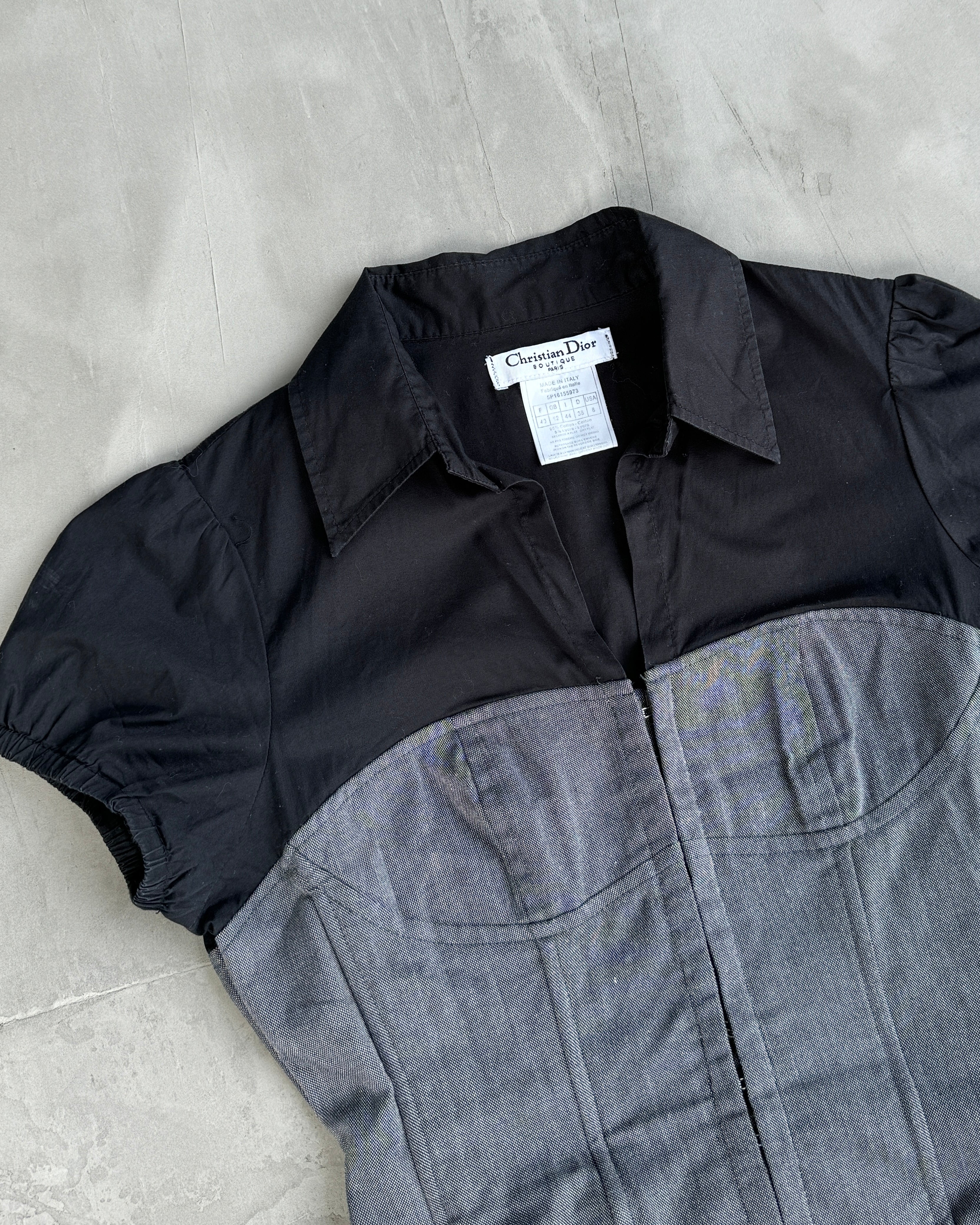 CHRISTIAN DIOR CORSET COLLARED TOP - M