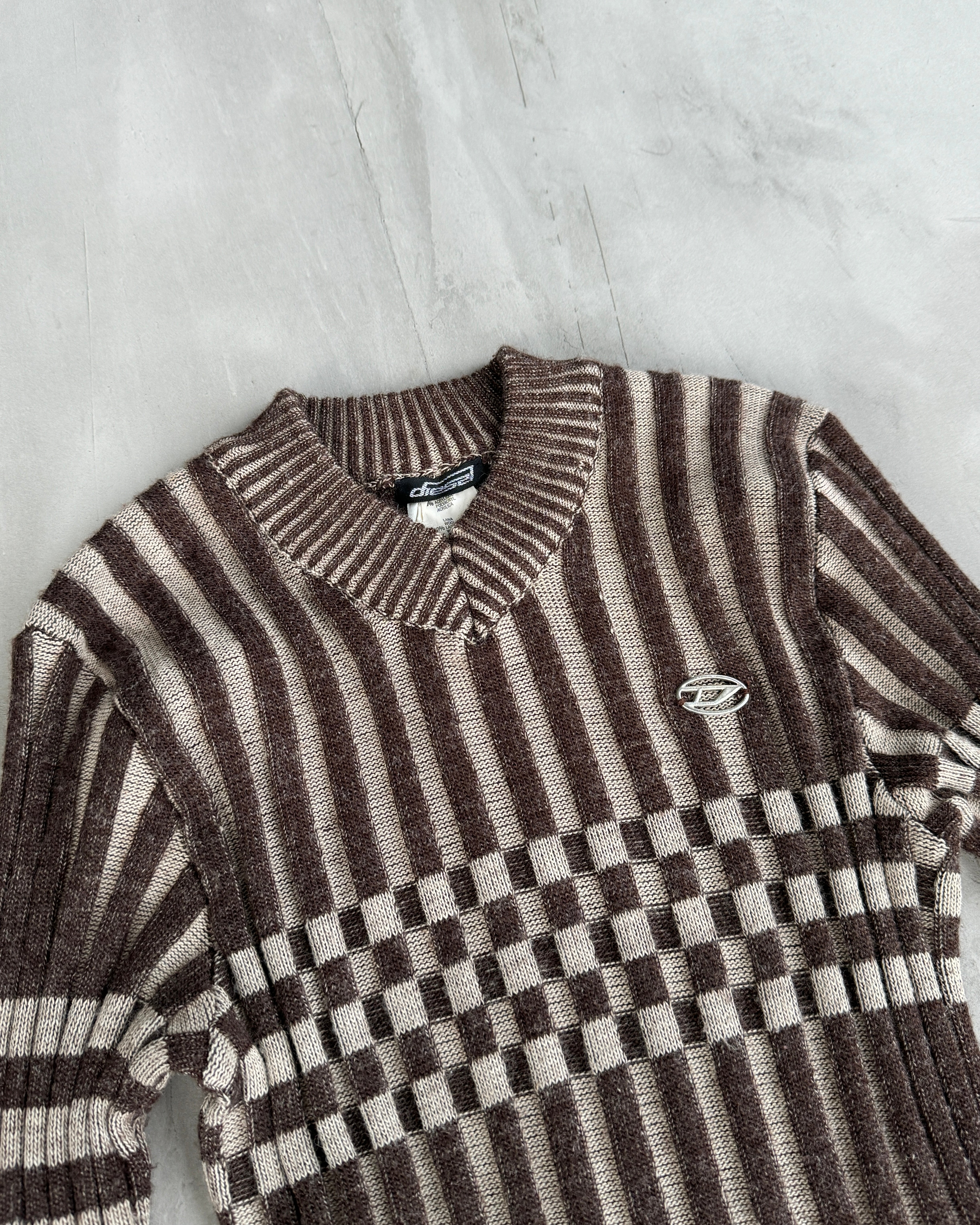 DIESEL 2000'S RIBBED KNIT SWEATSHIRT - M