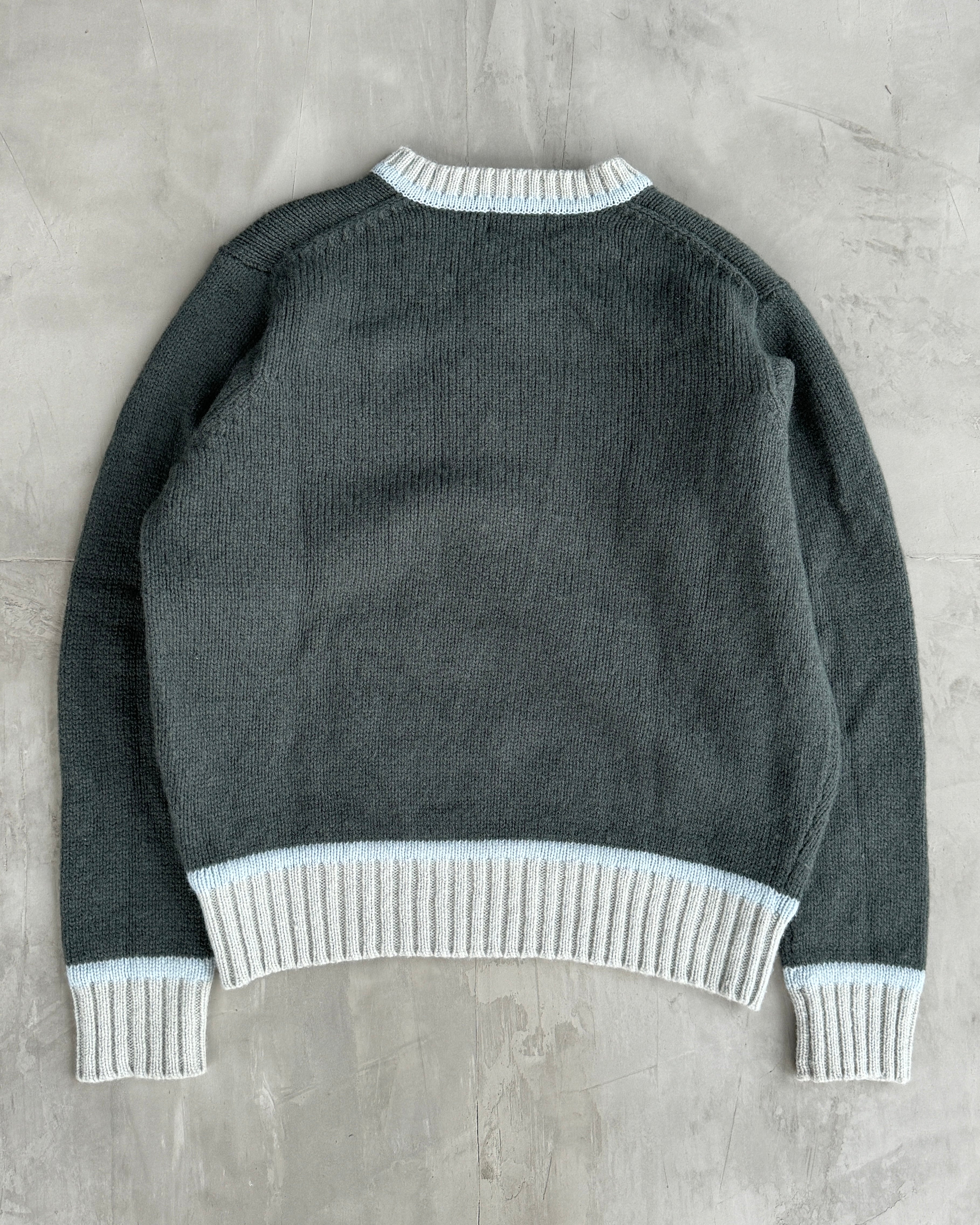 DIESEL MARL V-NECK KNIT SWEATSHIRT - XL