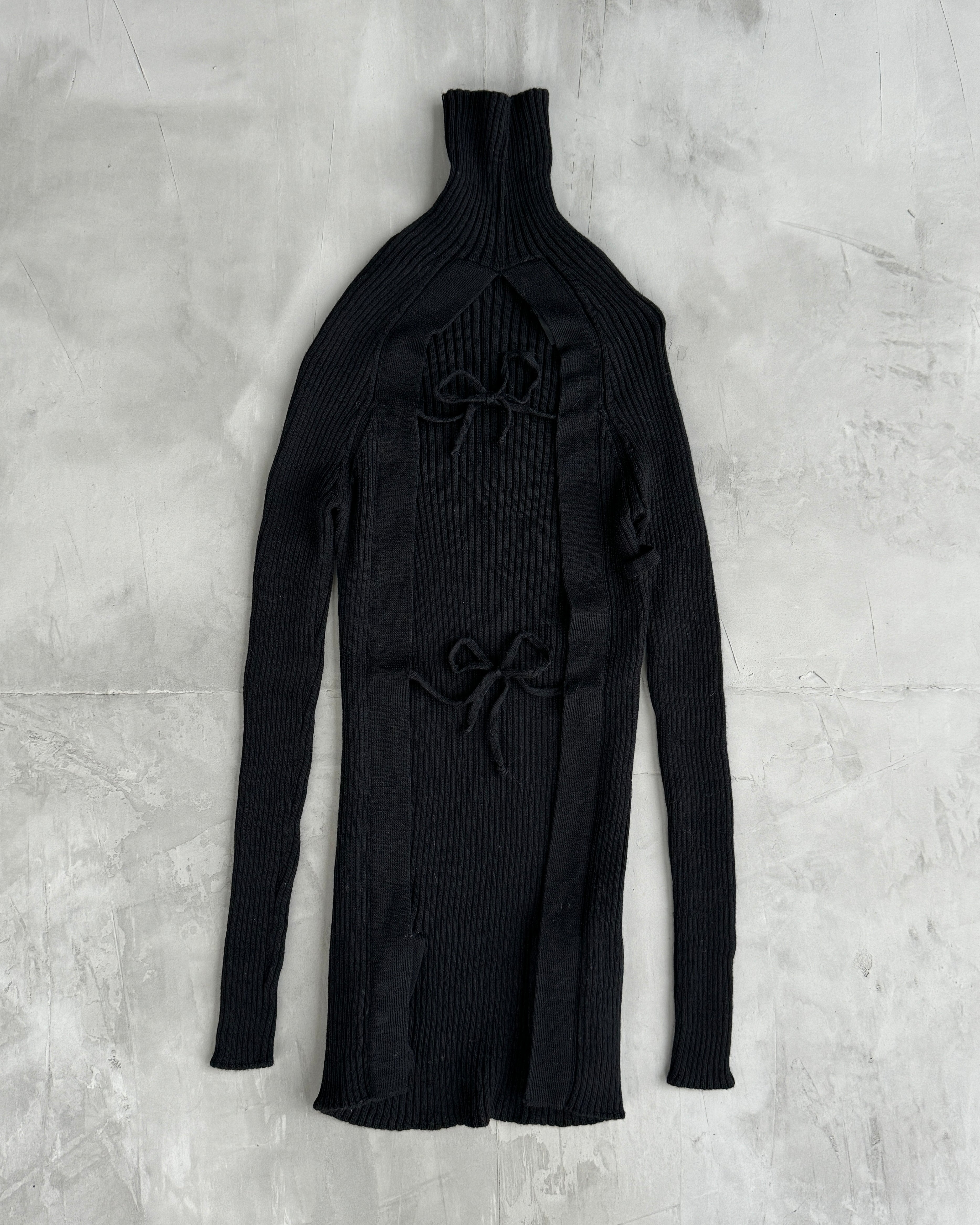 JEAN PAUL GAULTIER JPG BACKLESS TIE RIBBED SWEATSHIRT - M/L