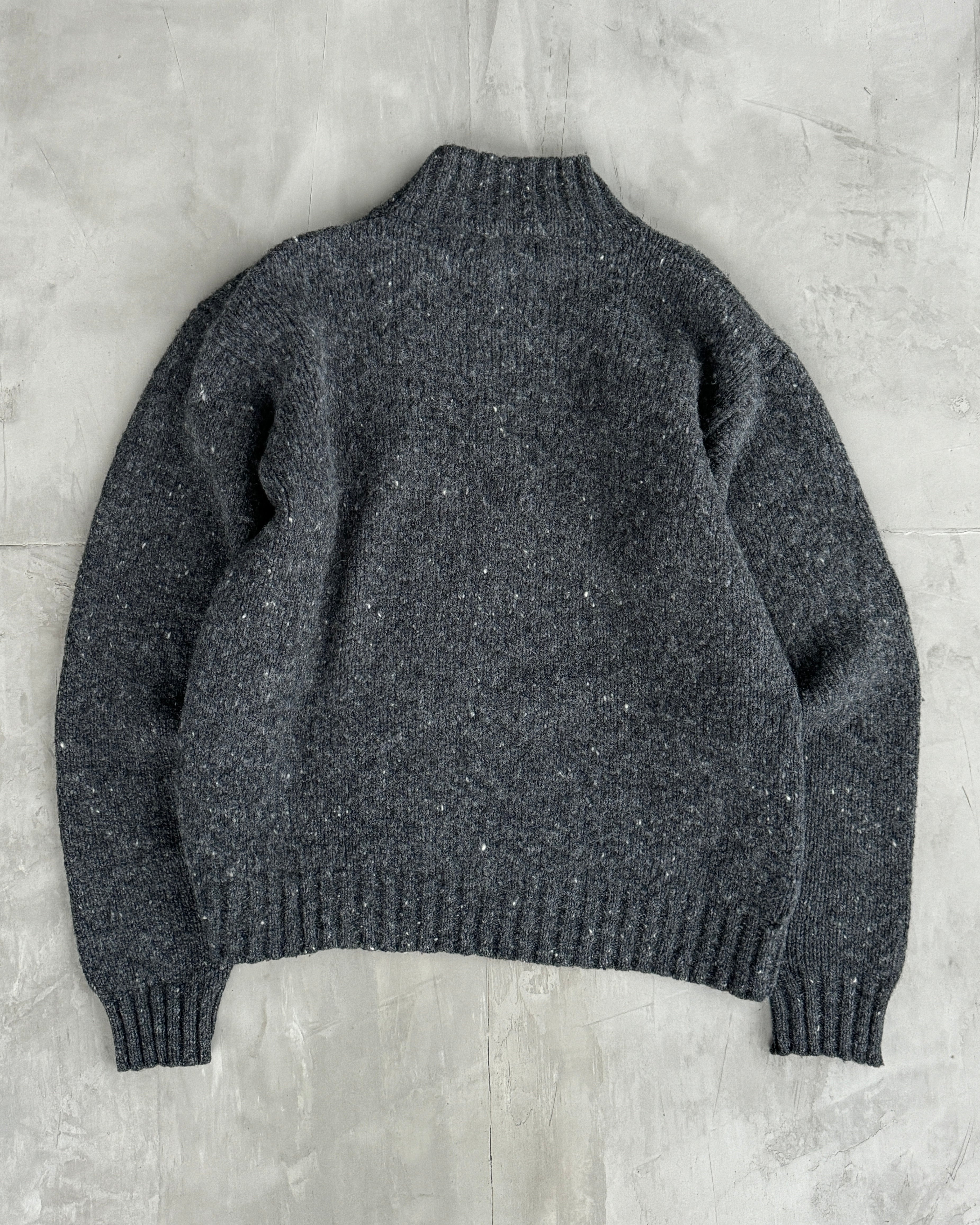 DIESEL 2000'S 'D' MARL KNIT HIGH NECK SWEATSHIRT - L