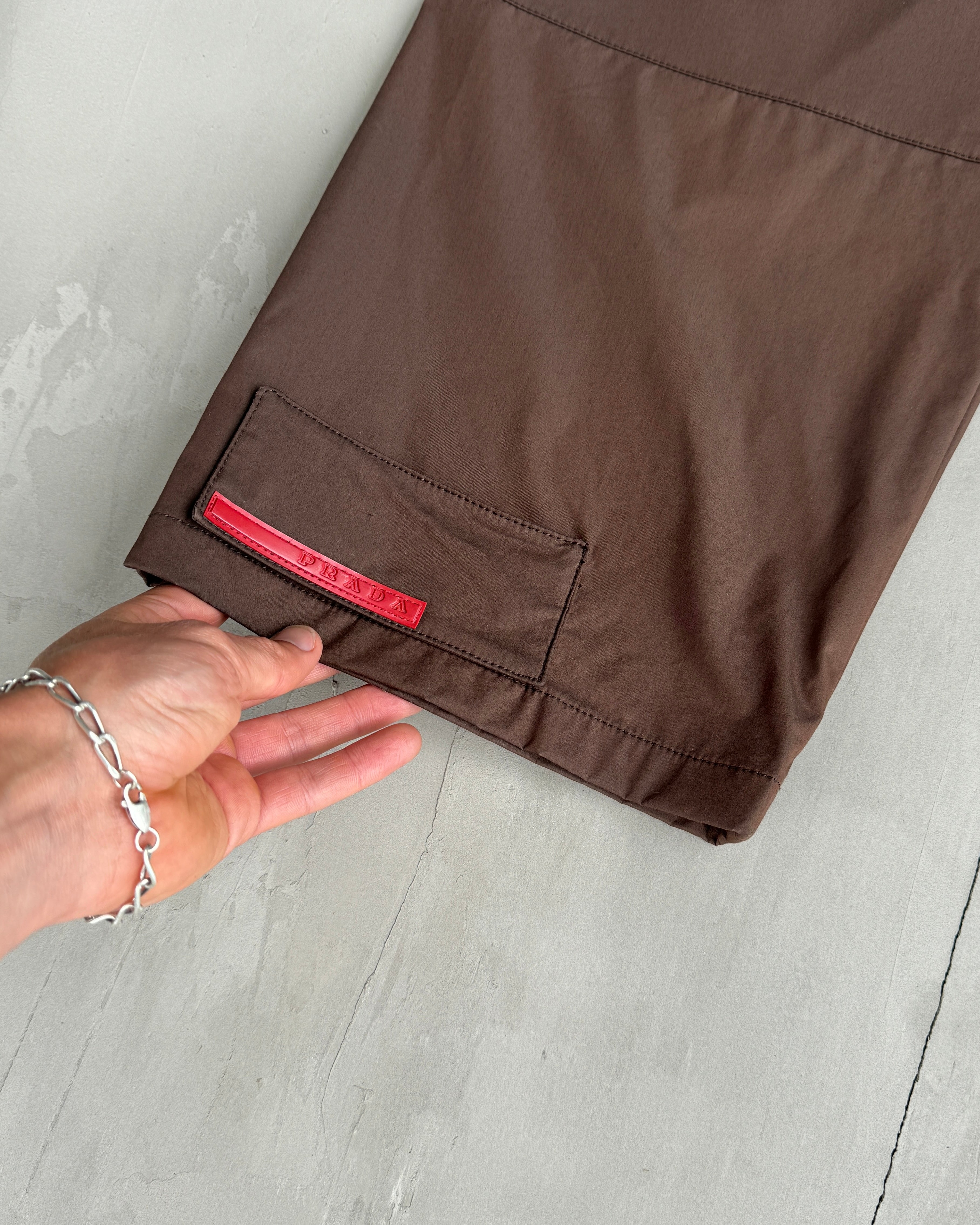 PRADA SPORT 'BELLA HADID' WIDE LEG STRAP TROUSERS - M