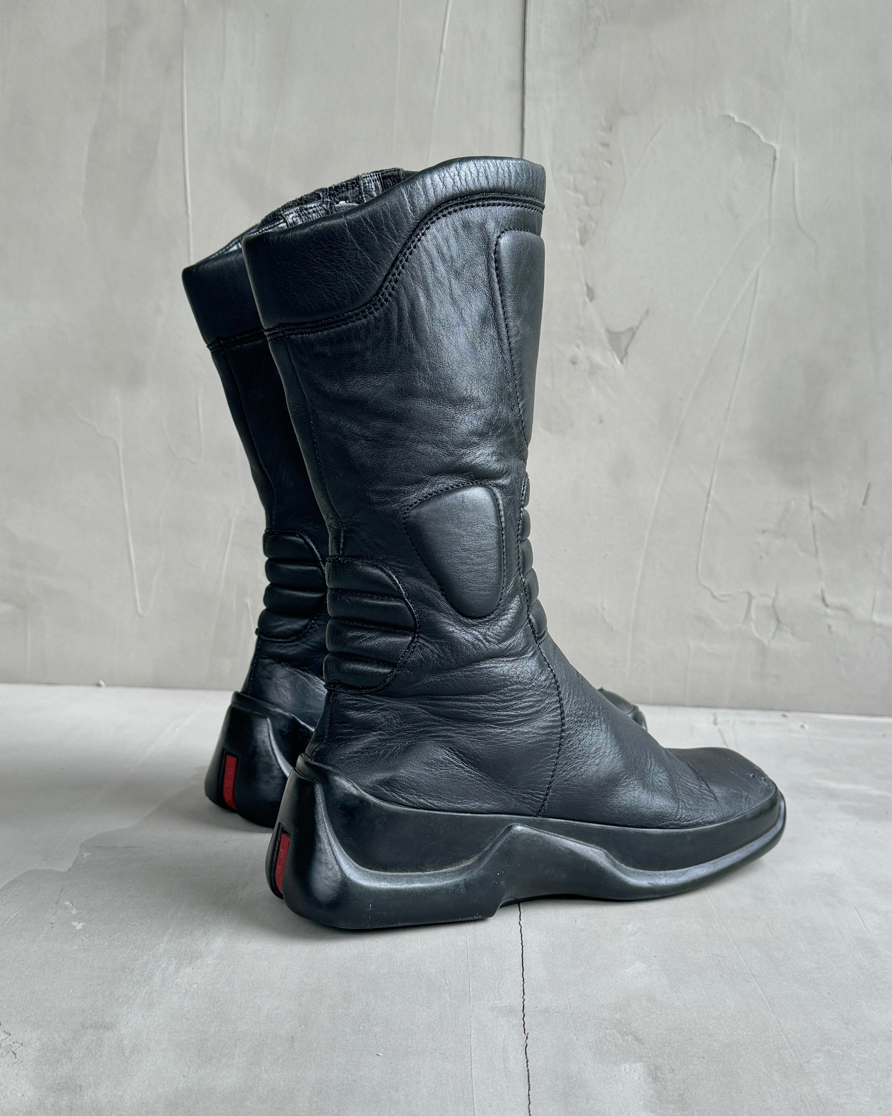 PRADA FW99 LEATHER MOTO BOOTS - EU 36.5