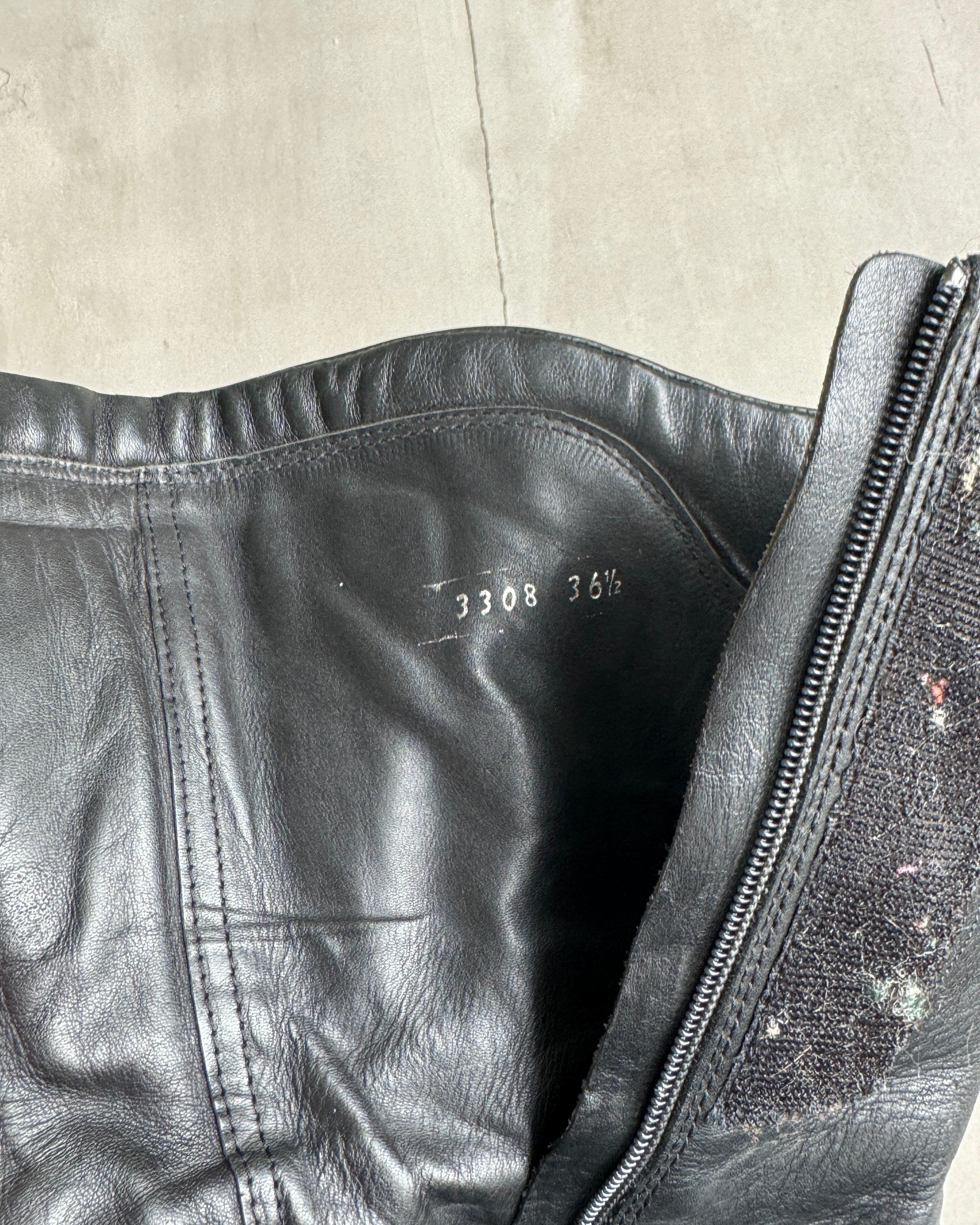 PRADA FW99 LEATHER MOTO BOOTS - EU 36.5