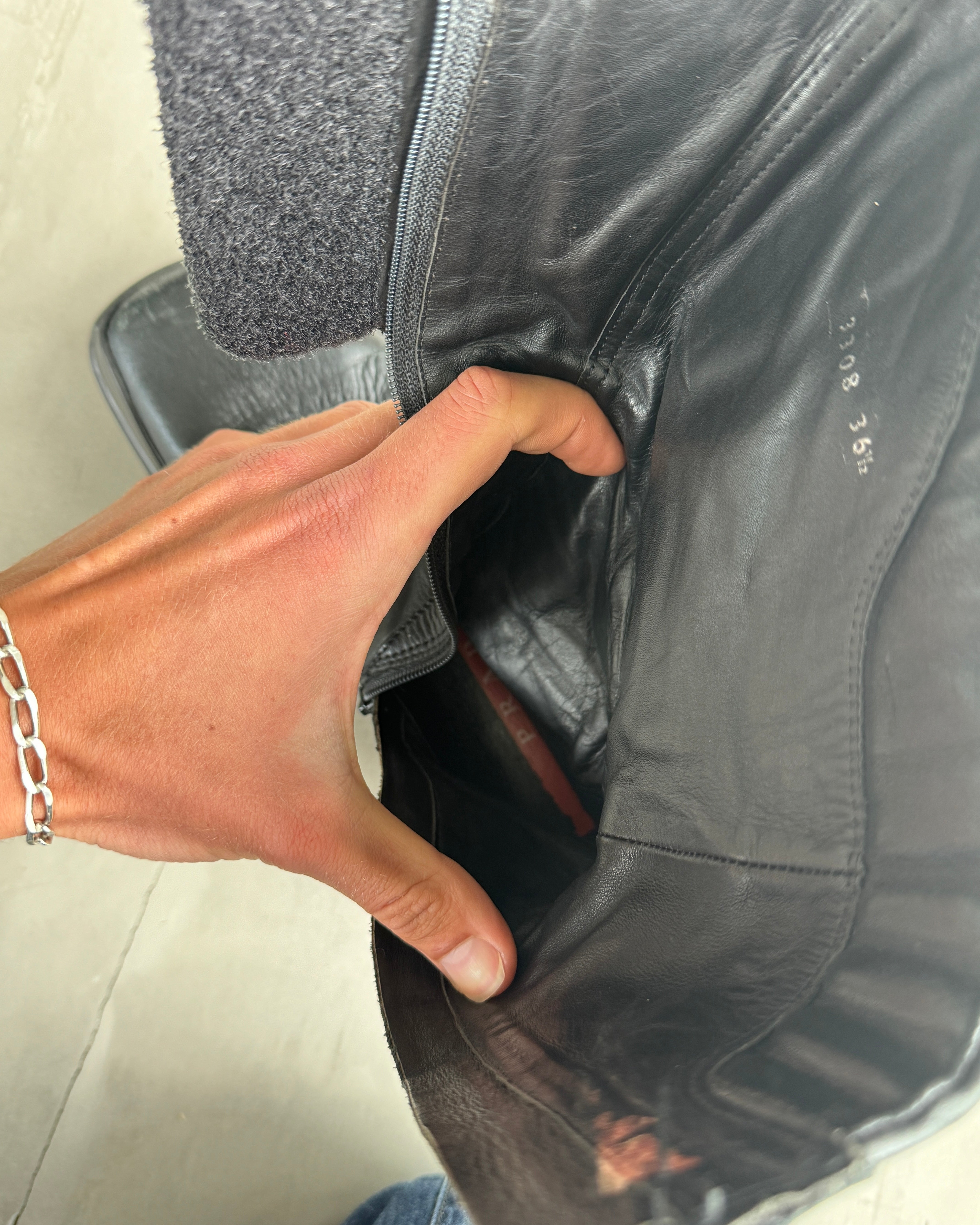 PRADA FW99 LEATHER MOTO BOOTS - EU 36.5