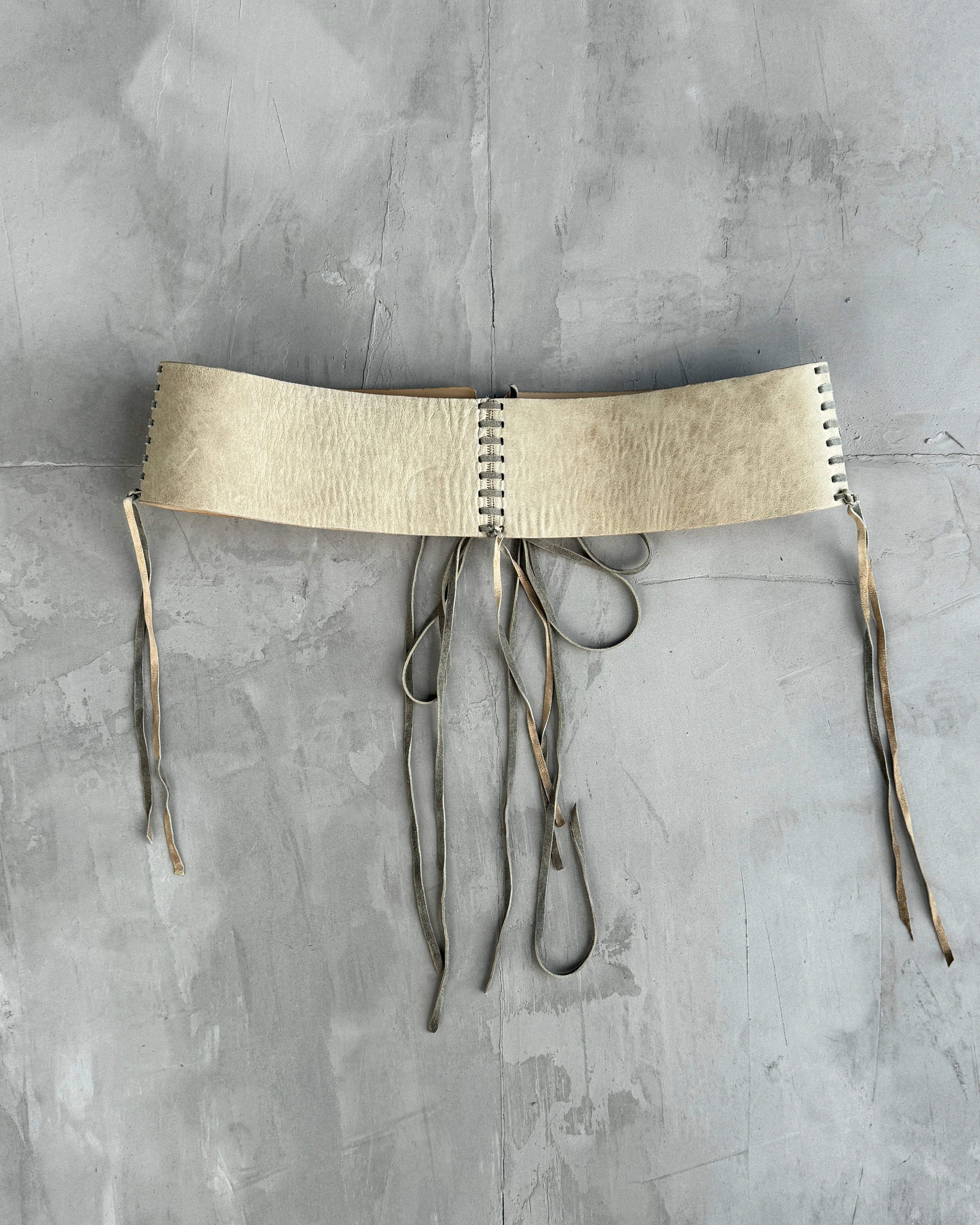 PLEIN SUD LEATHER & LACE WRAP CORSET BELT - M