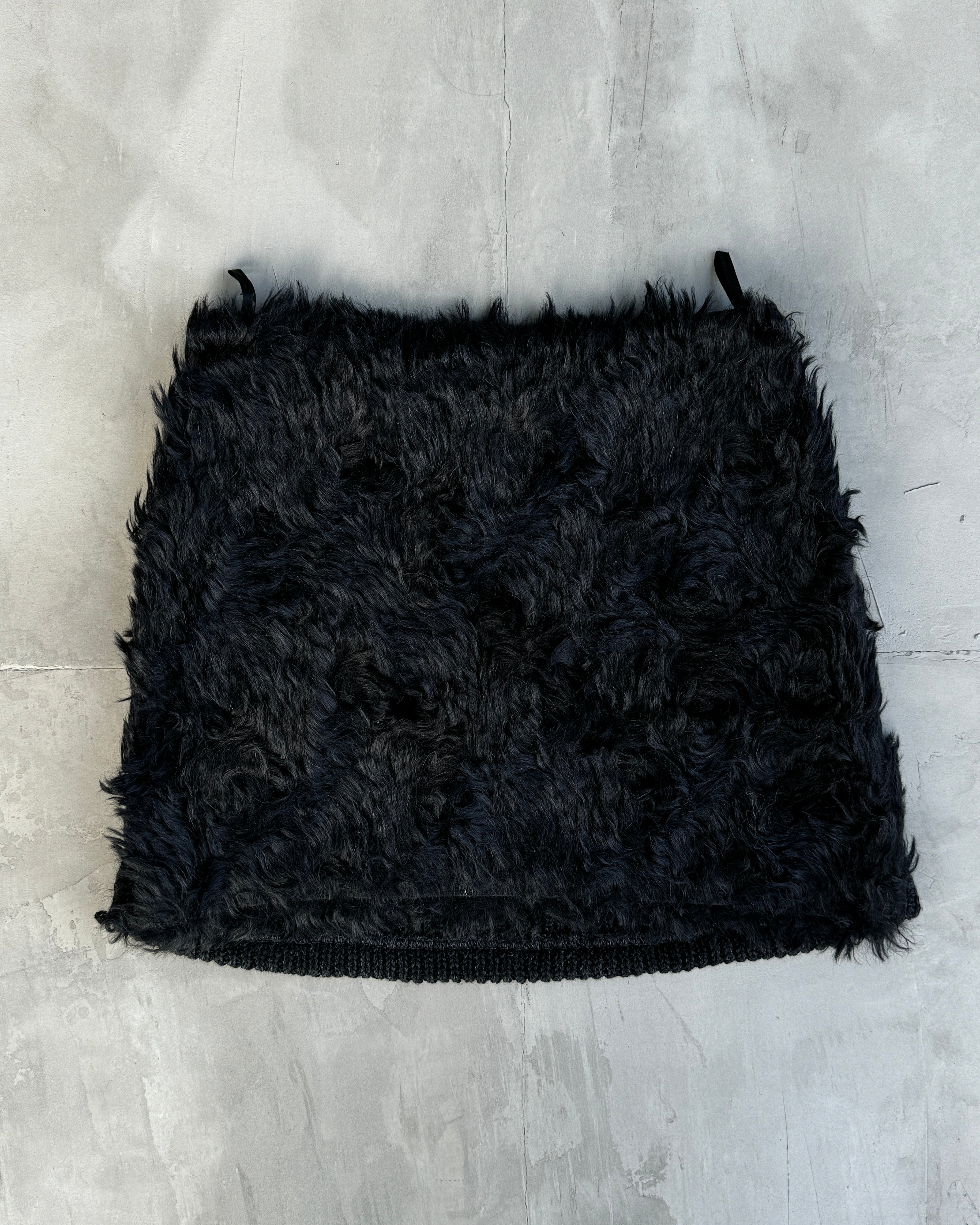 PRADA FUR & WOOL MINI SKIRT - S