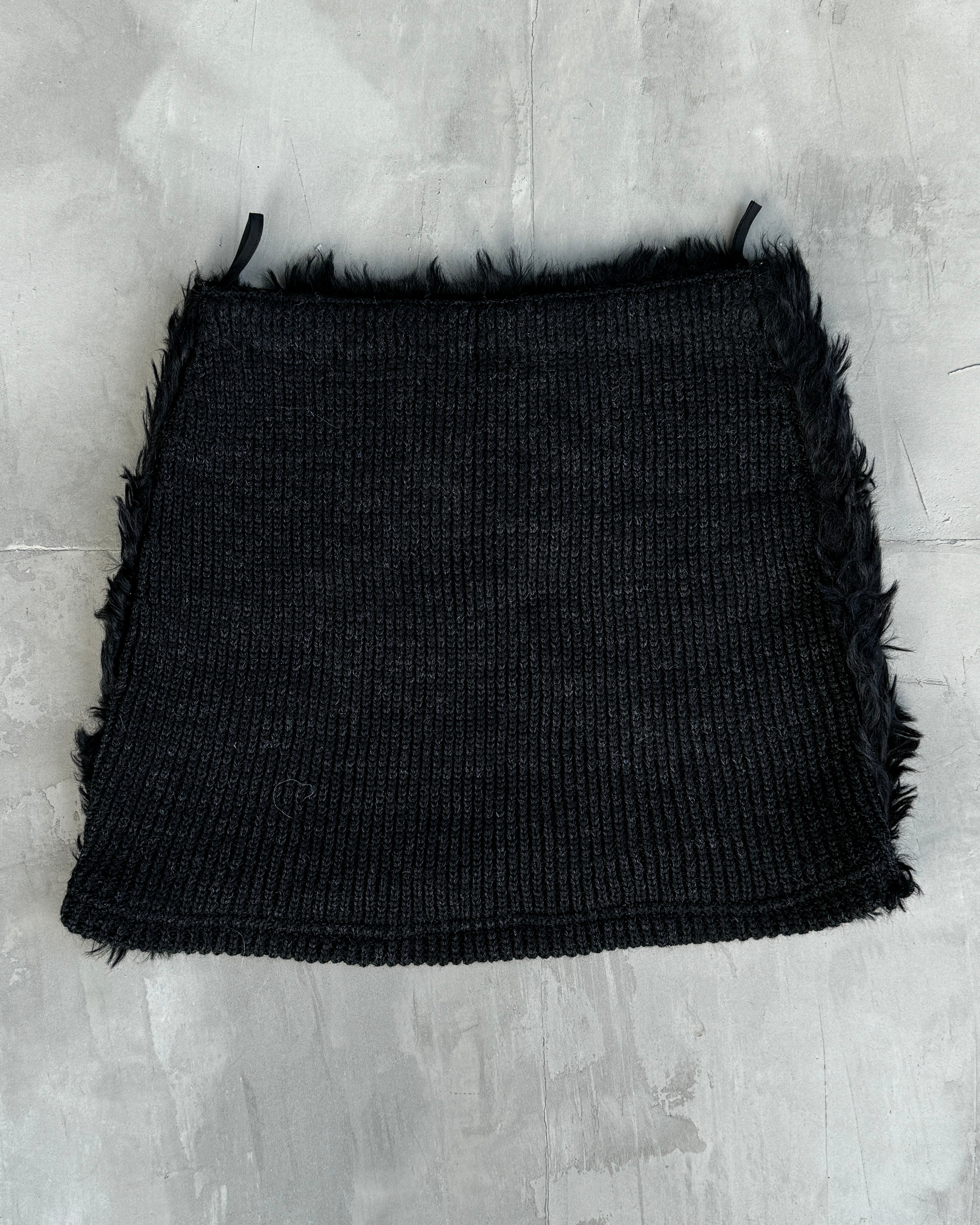 PRADA FUR & WOOL MINI SKIRT - S
