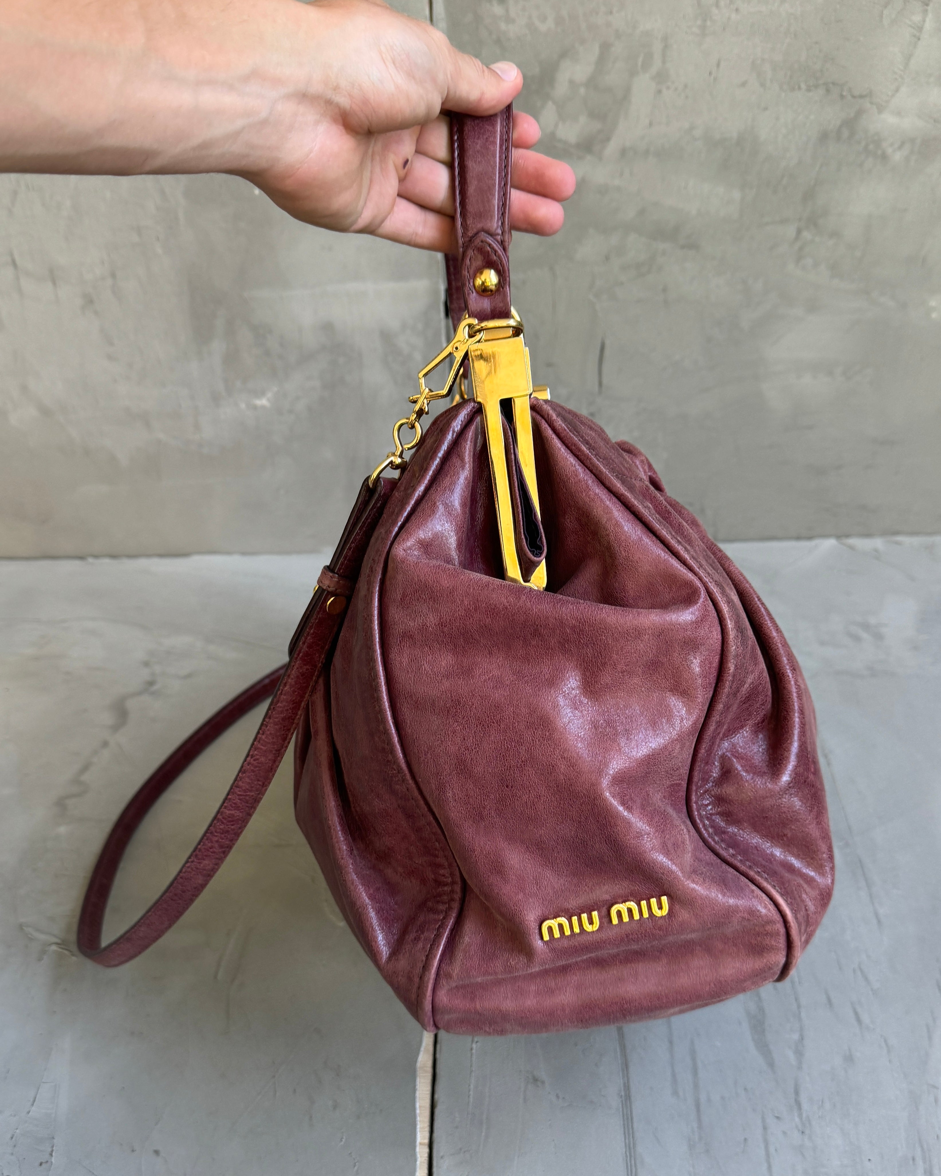 Miu Miu Red Leather Shoulder Bag