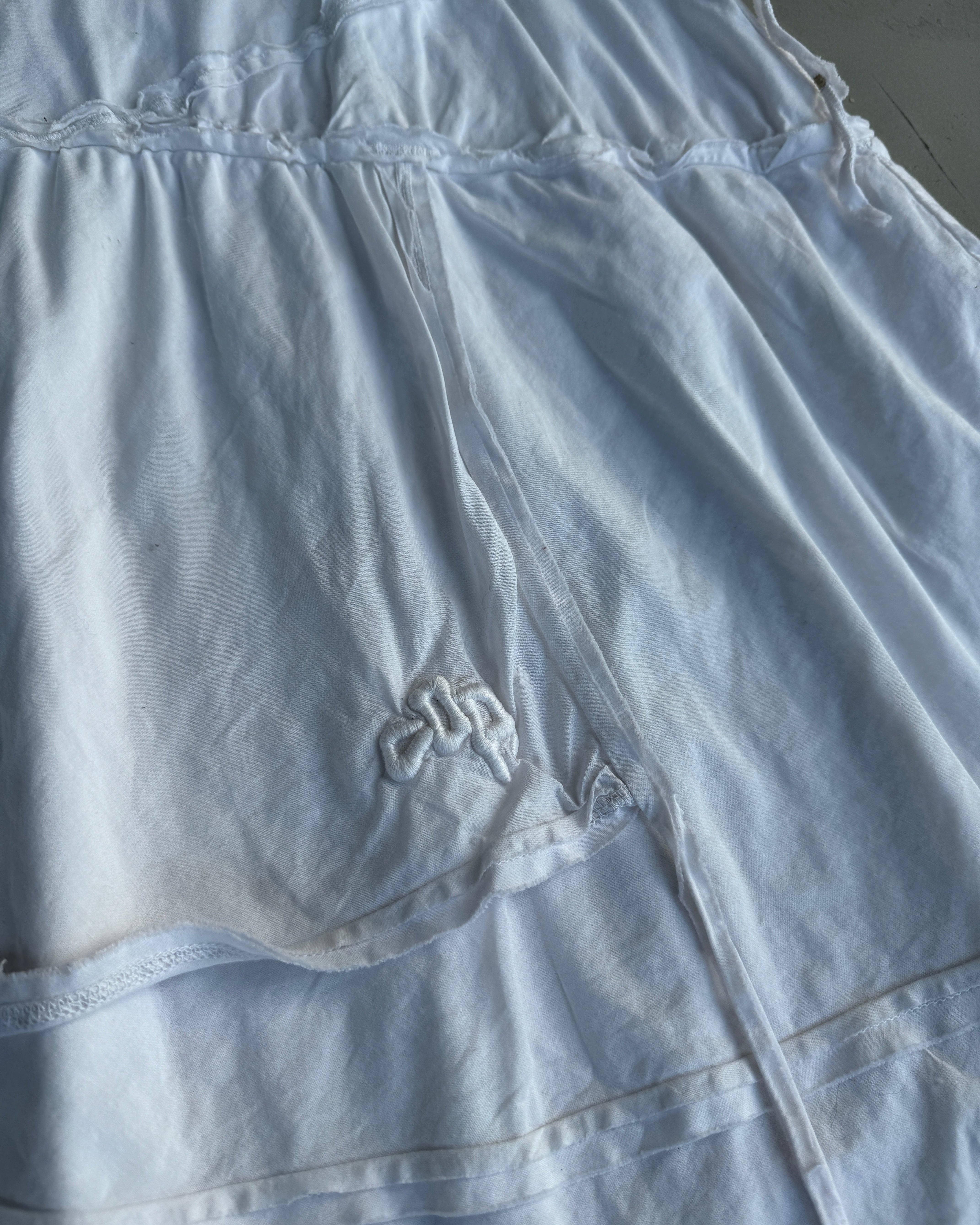 COP COPINE WHITE COTTON RUFFLE MAXI SKIRT - M