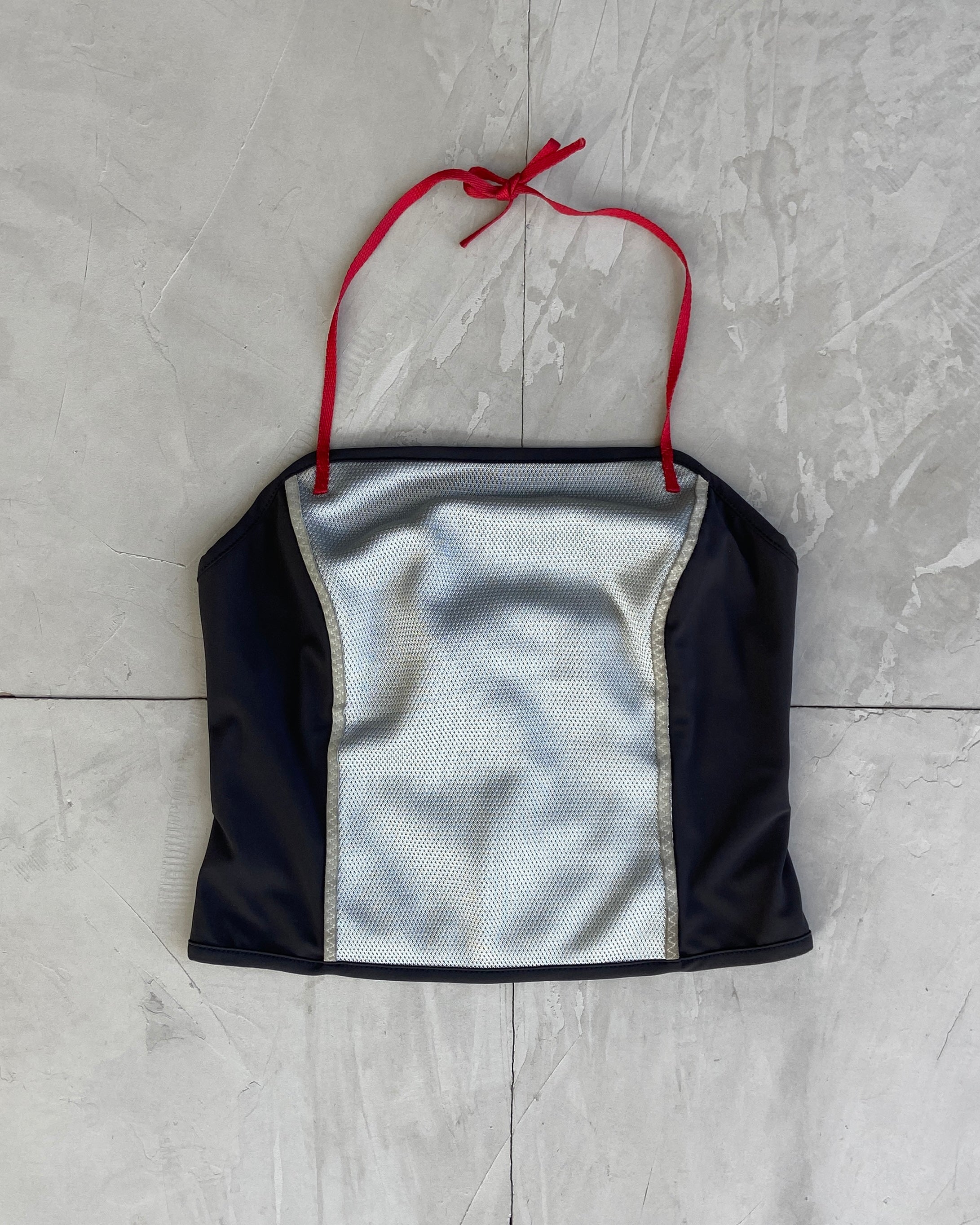 PRADA SPORT SS1999 SILVER NYLON BANDEAU TOP - M
