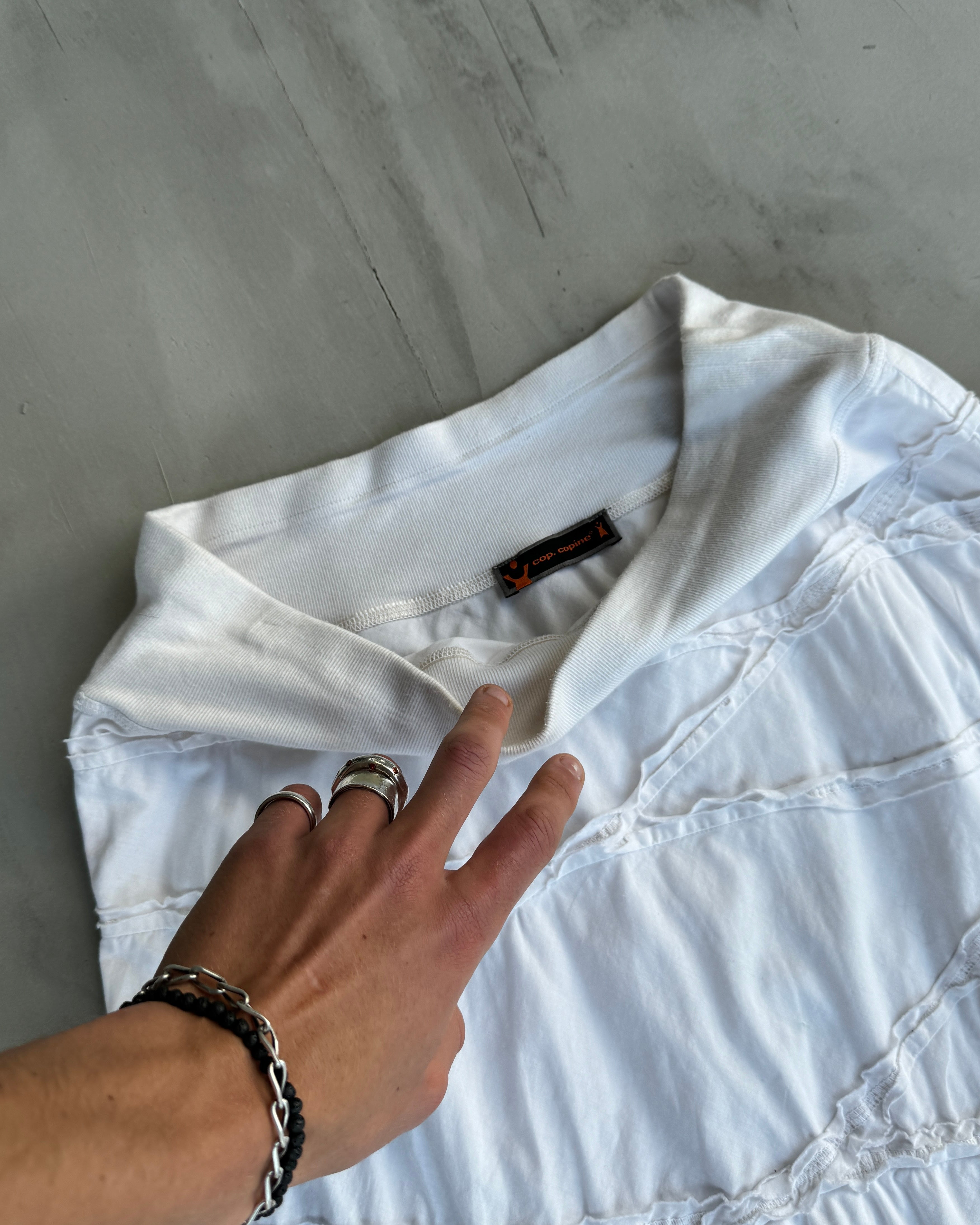 COP COPINE WHITE COTTON RUFFLE MAXI SKIRT - M