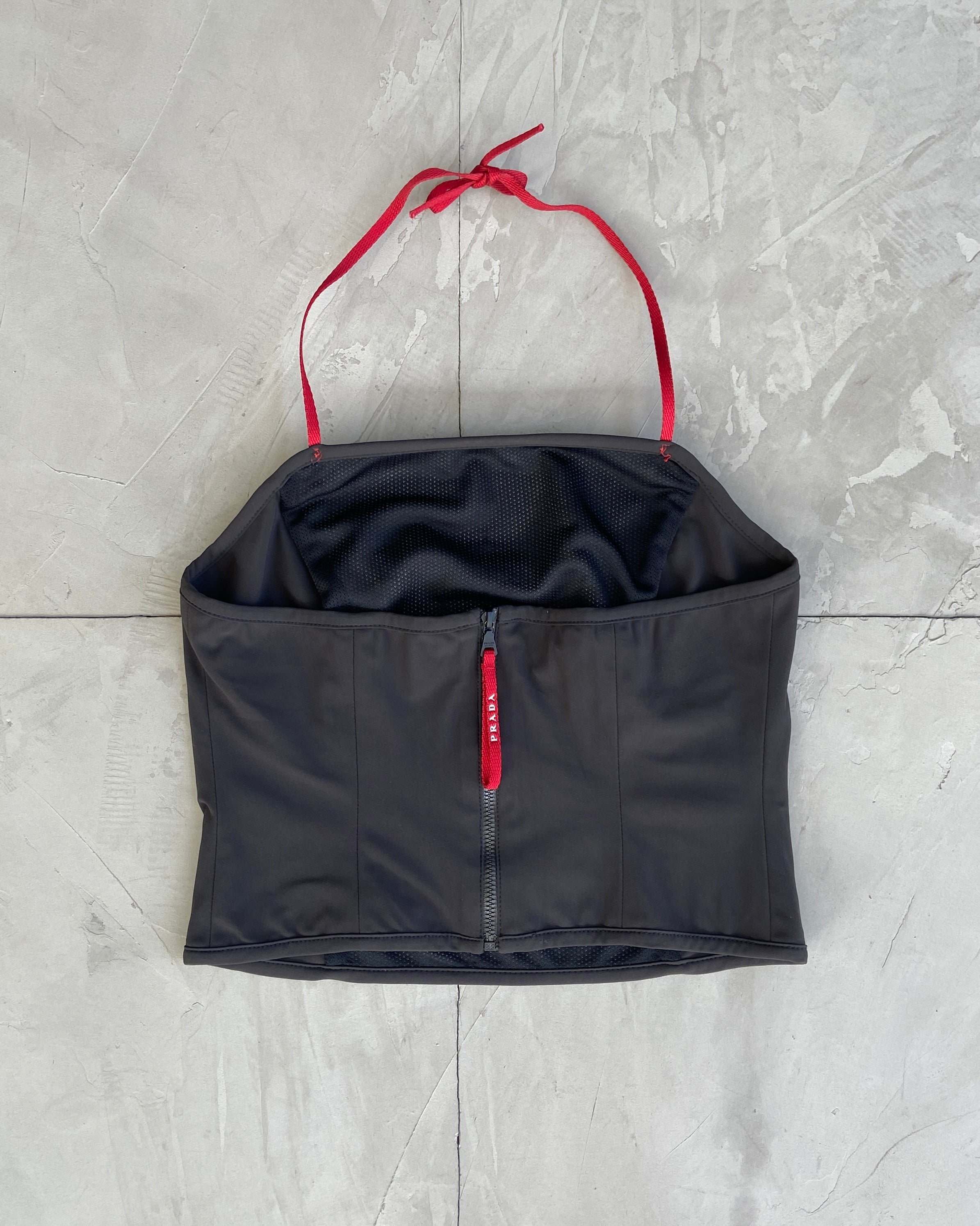 PRADA SPORT SS1999 SILVER NYLON BANDEAU TOP - M