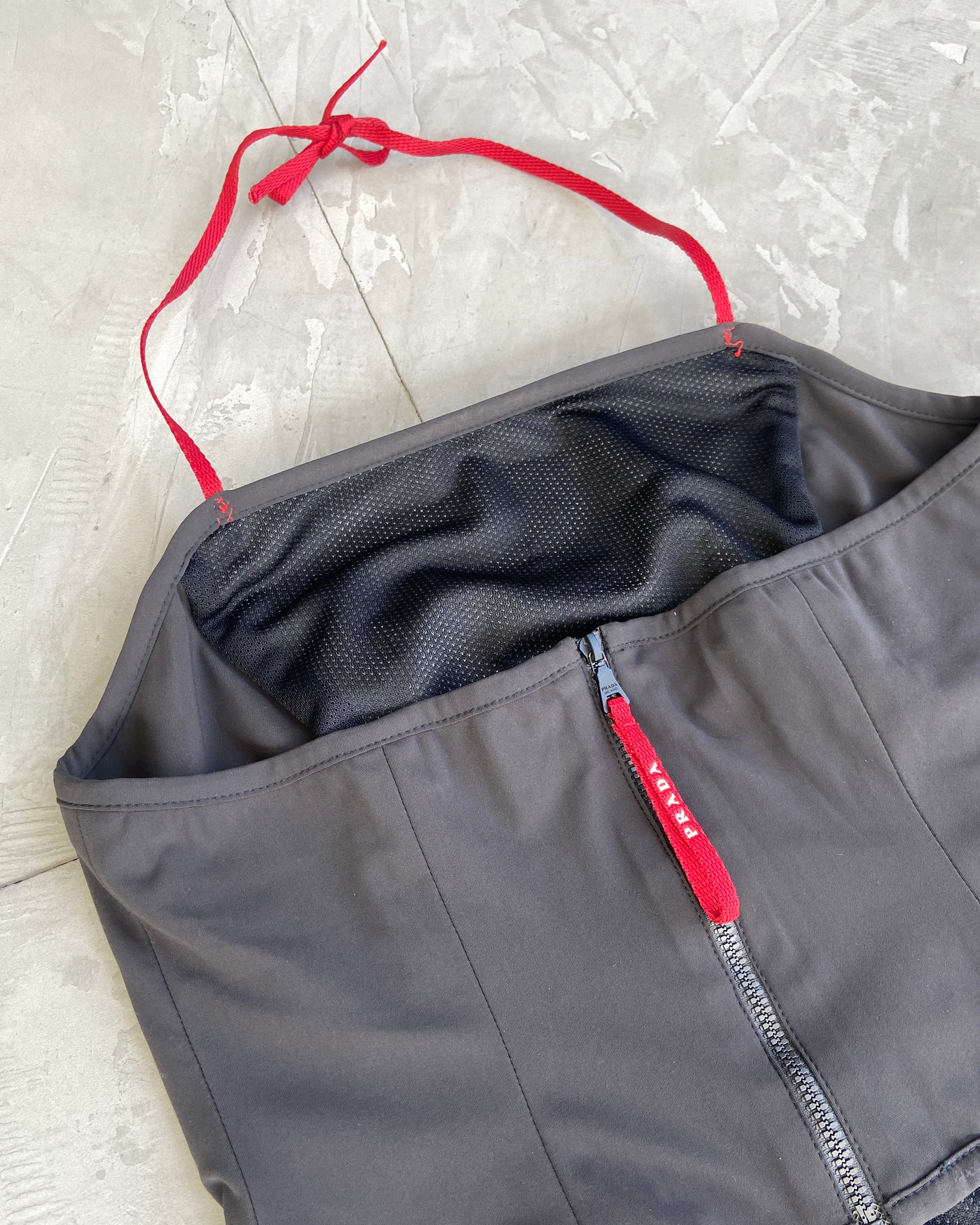 PRADA SPORT SS1999 SILVER NYLON BANDEAU TOP - M