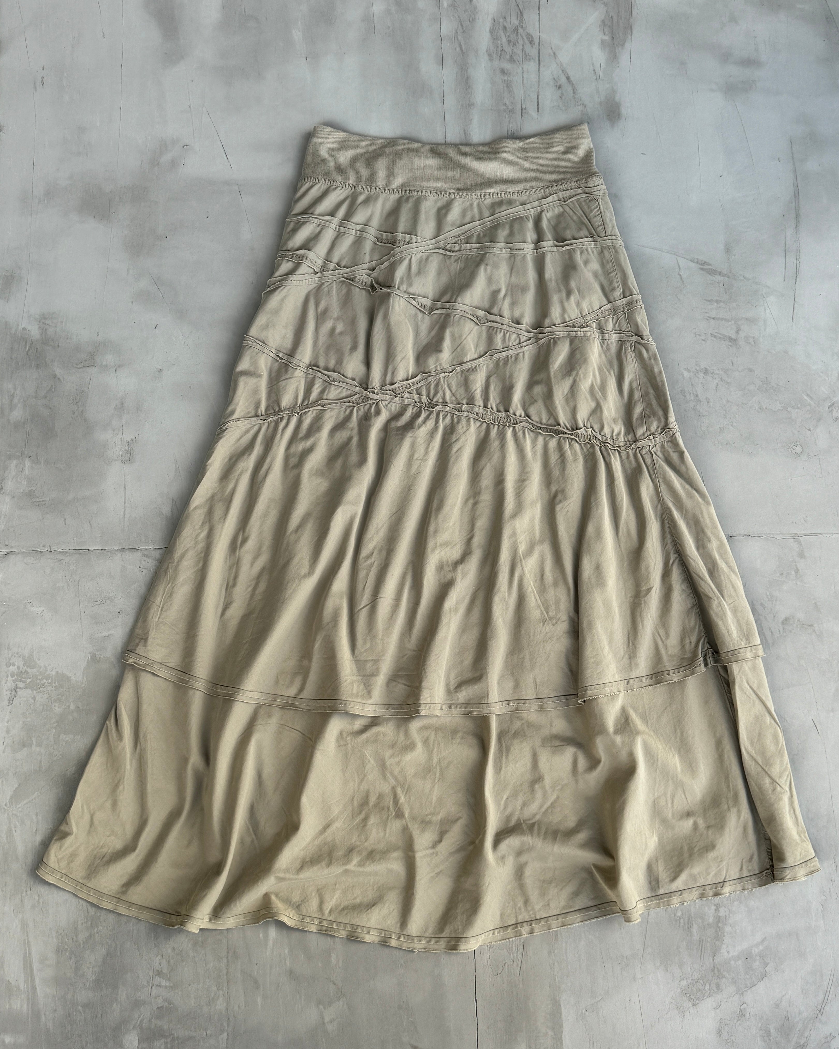 COP COPINE BEIGE COTTON RUFFLE MAXI SKIRT - M/L