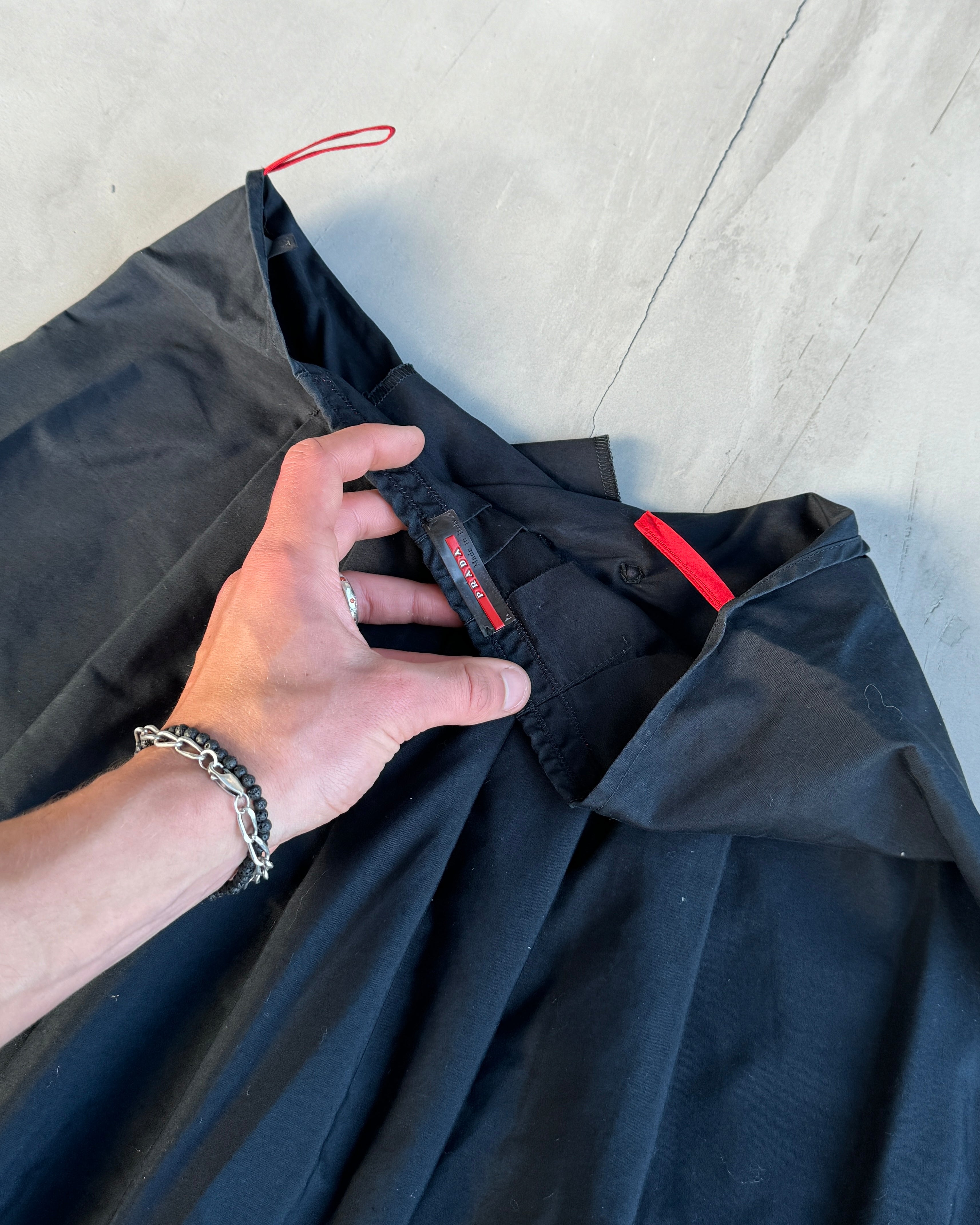 PRADA SPORT DARK BLUE COTTON ASYMMETRIC MIDI SKIRT - M