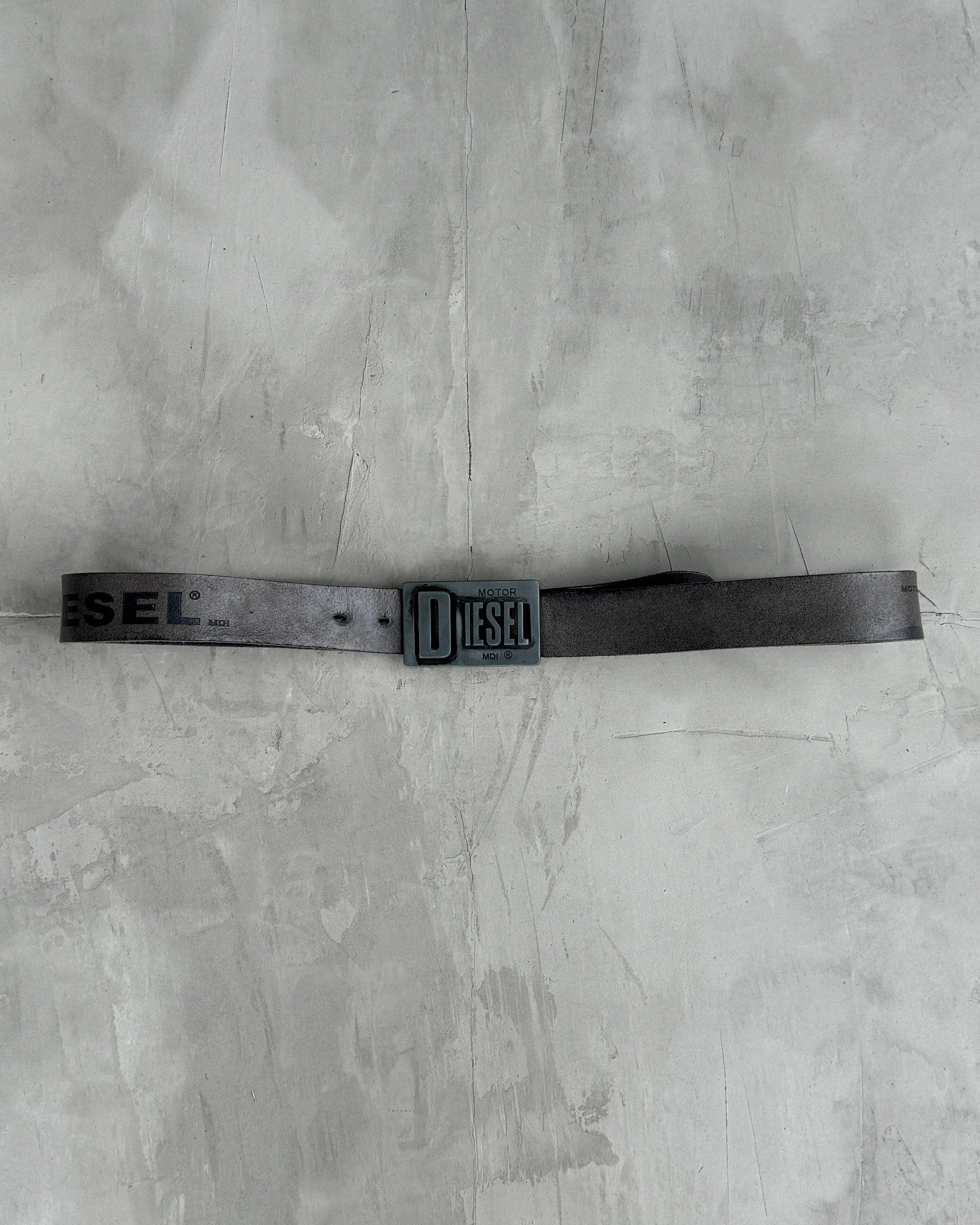 DIESEL METAL & LEATHER LOGO BELT