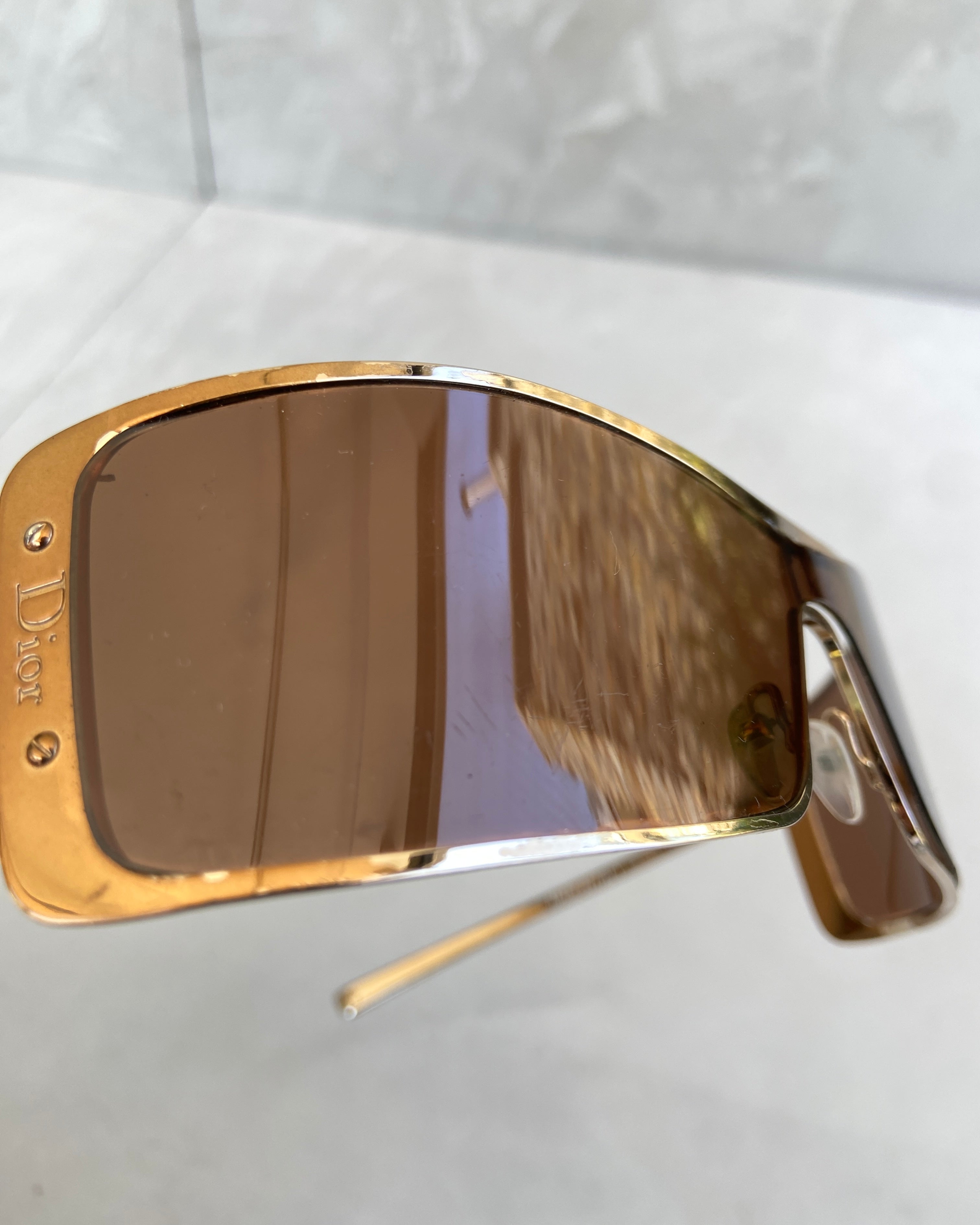 DIOR RAGGA 2 GOLD CHROME WRAP SUNGLASSES