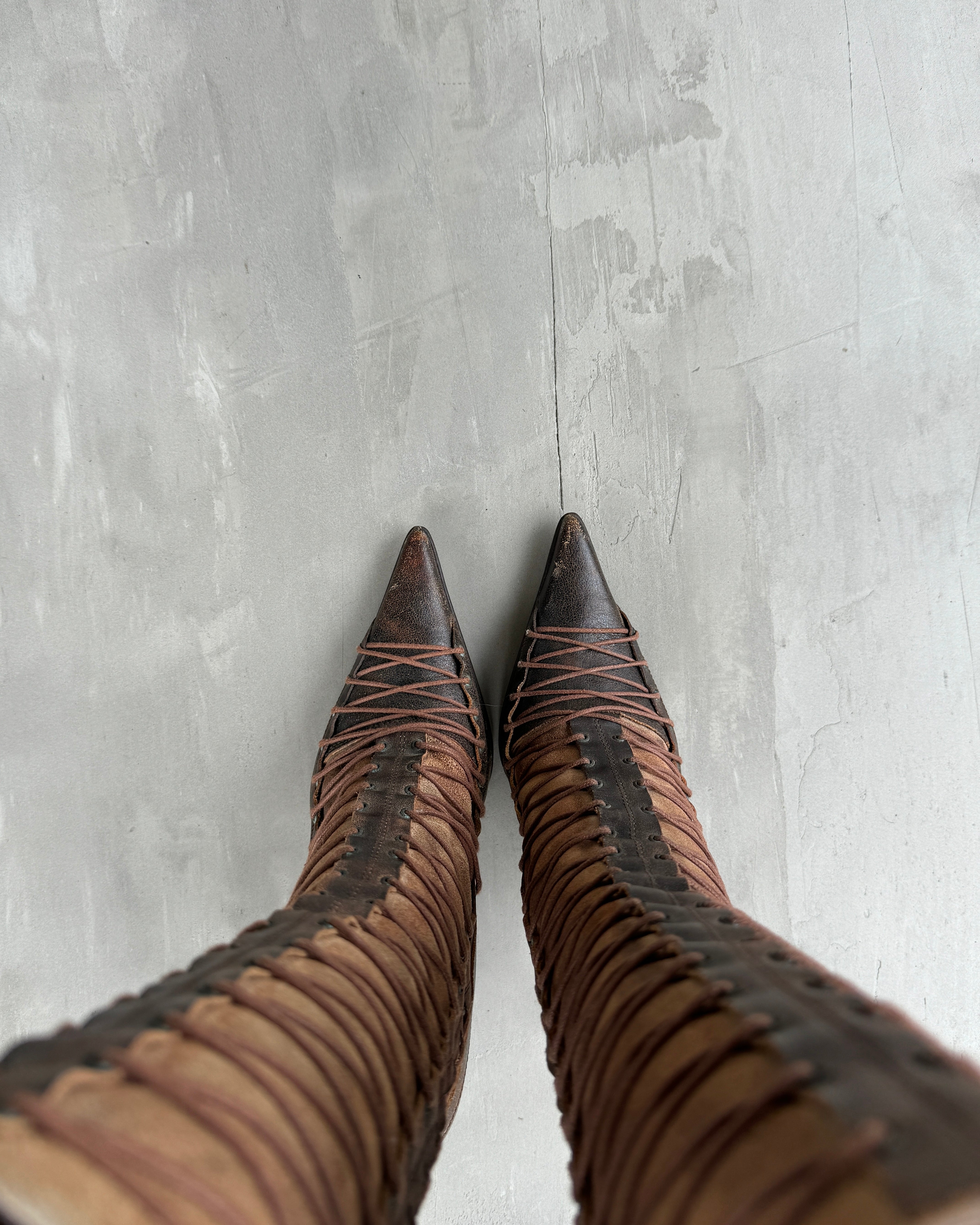 EL DANTES COURTURE LACE UP LEATHER BOOTS - EU 36 / UK 3