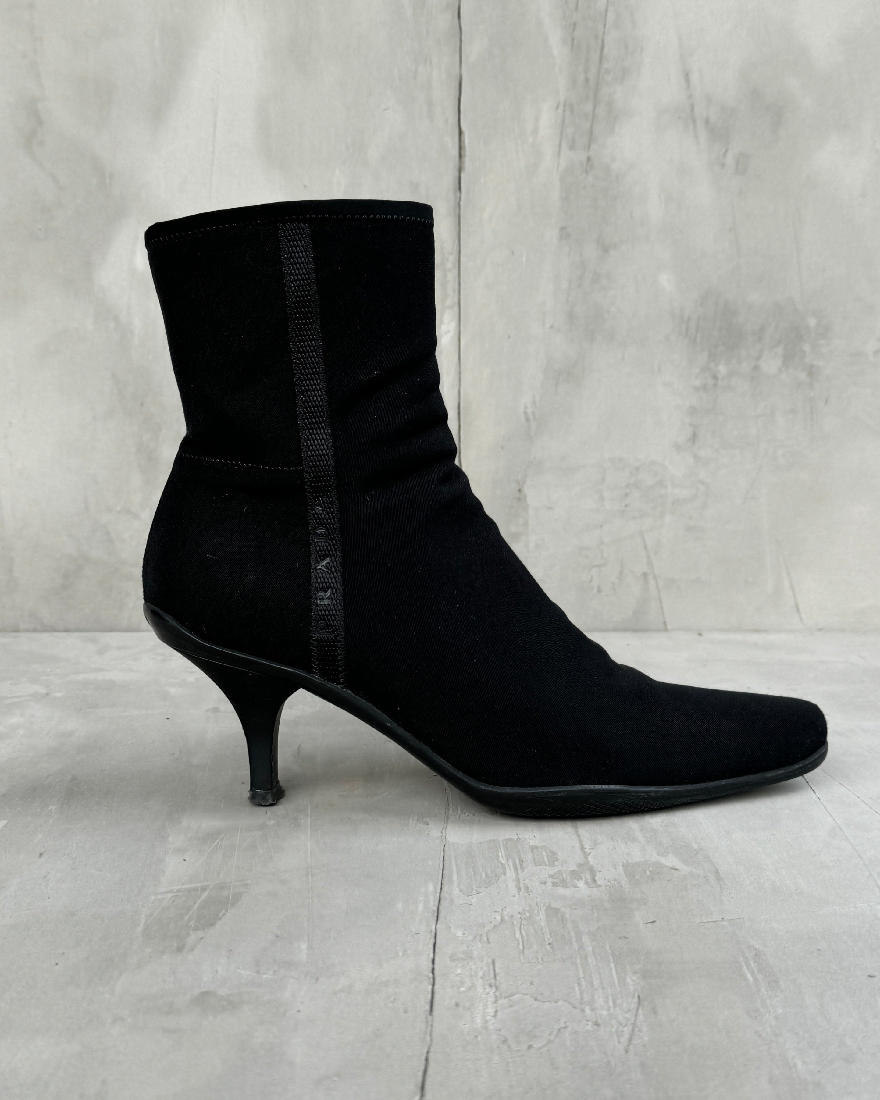 PRADA NYLON HEELED ANKLE BOOT - EU 37.5 / UK 4.5