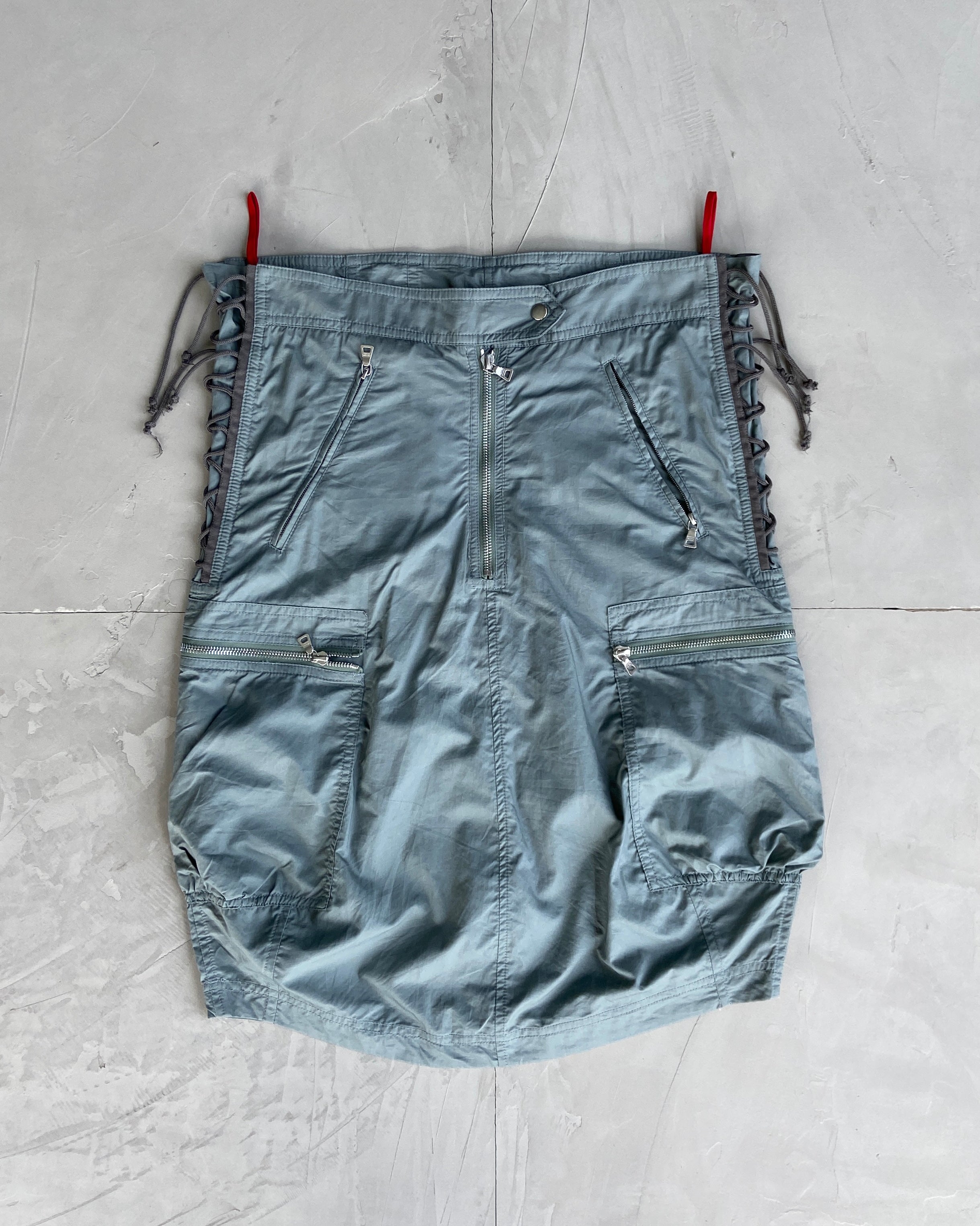 PRADA 00'S CARGO LACE UP MIDI SKIRT - M