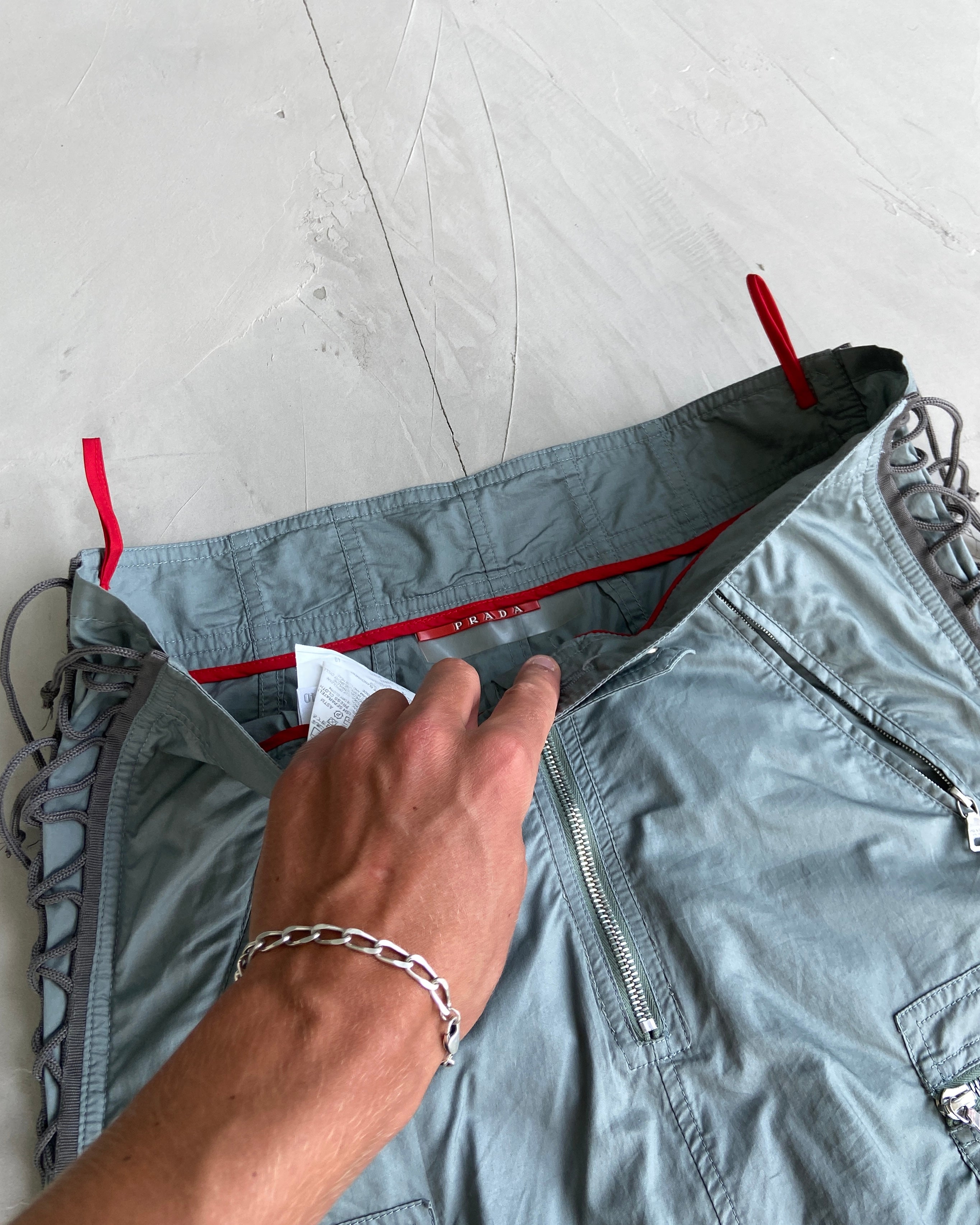 PRADA 00'S CARGO LACE UP MIDI SKIRT - M