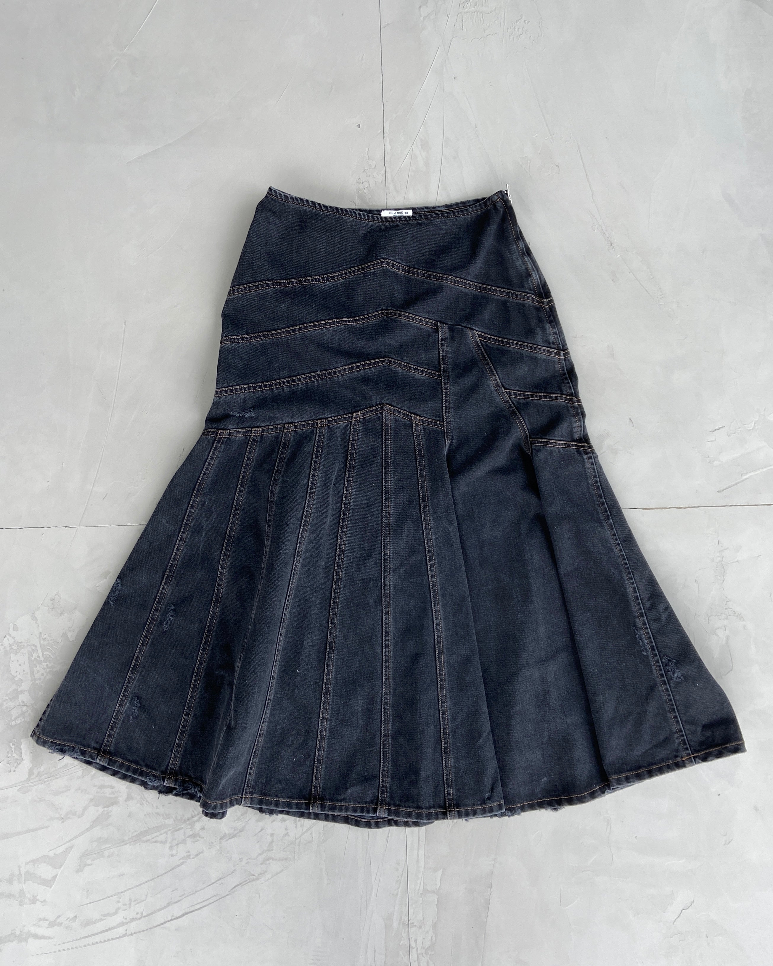 MIU MIU 2000'S DENIM MAXI SKIRT - S