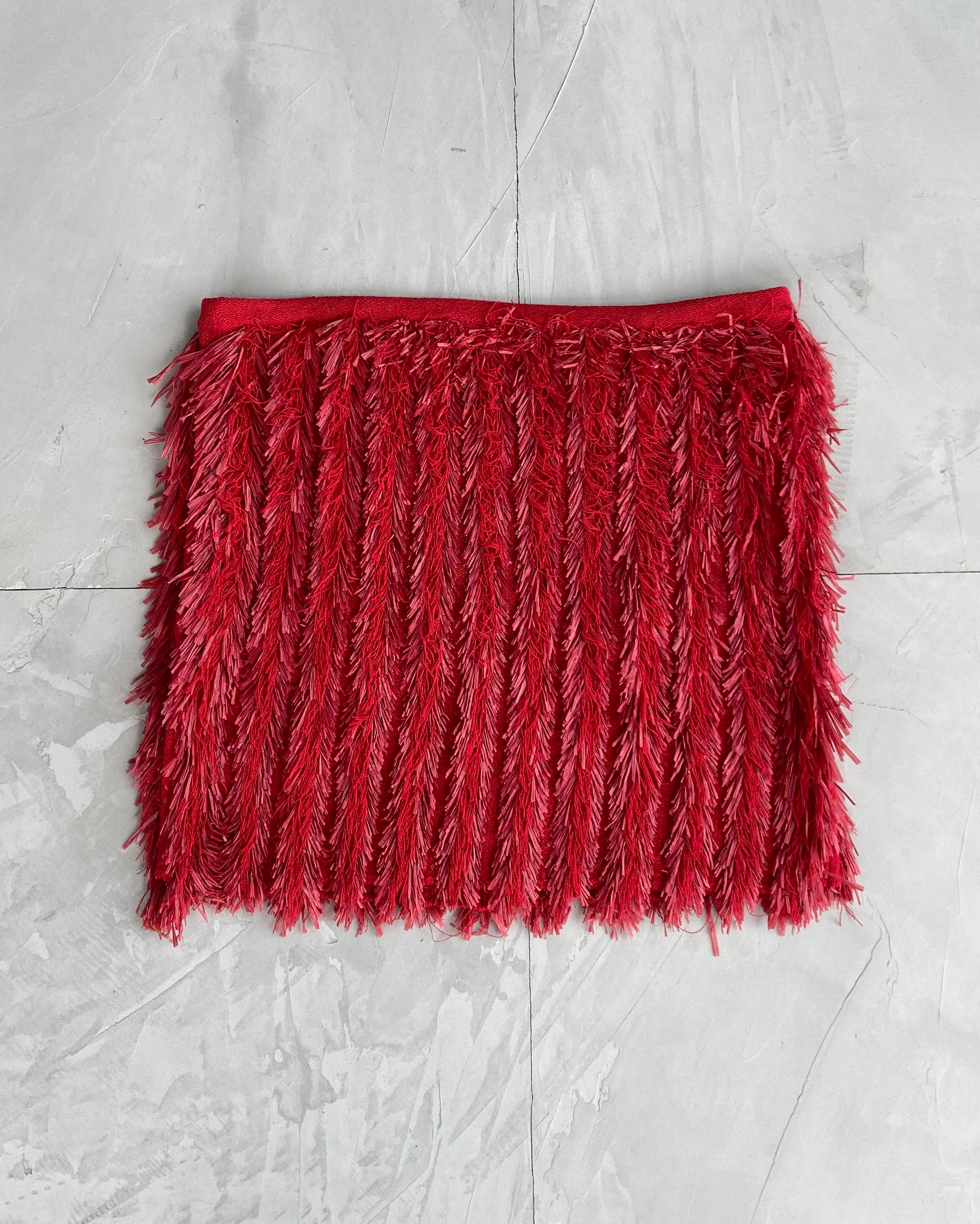 ROBERTO CAVALLI RUFFLED RED MINI SKIRT - S