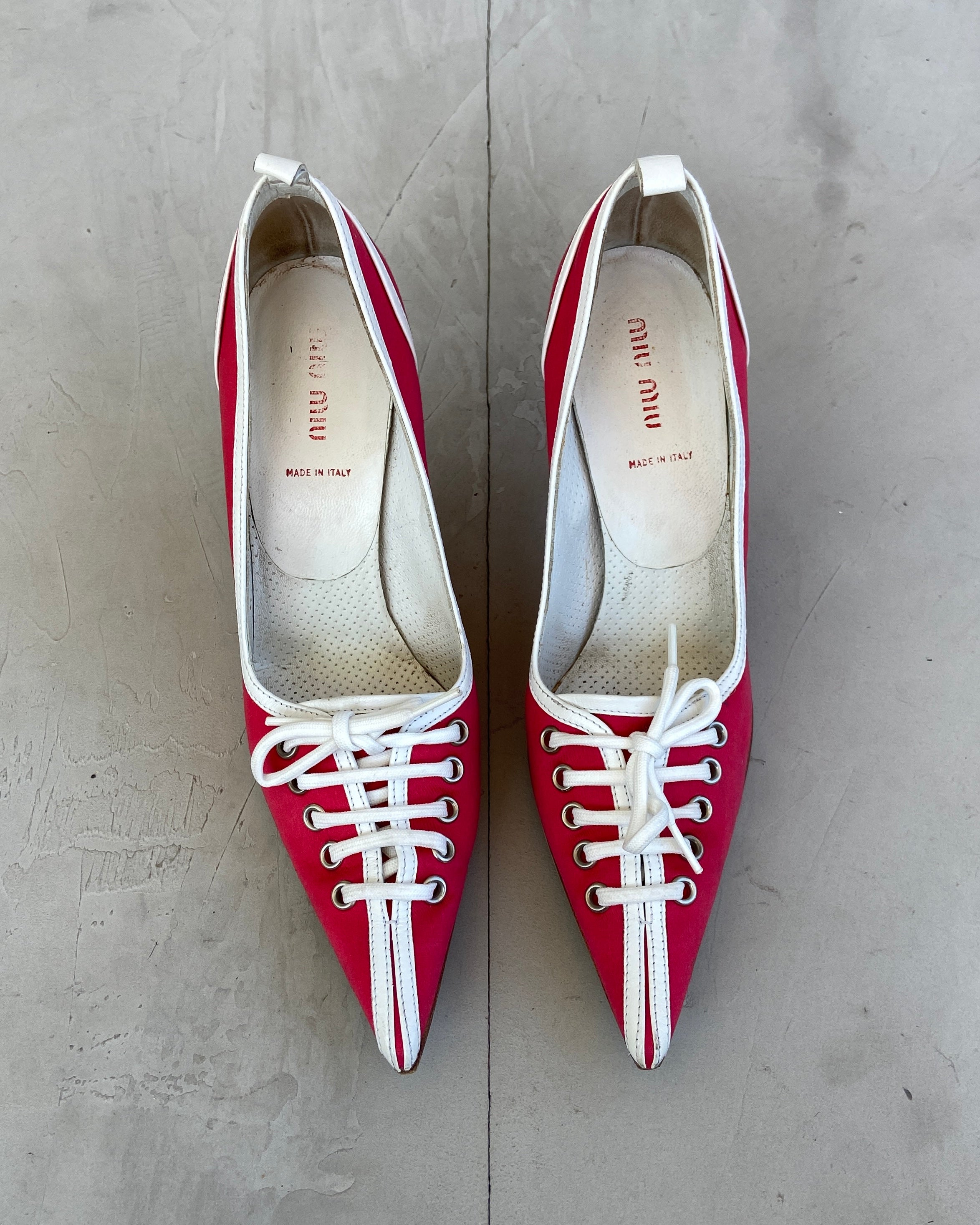 MIU MIU 2000'S LACE UP HEELS - EU 38 / UK 5