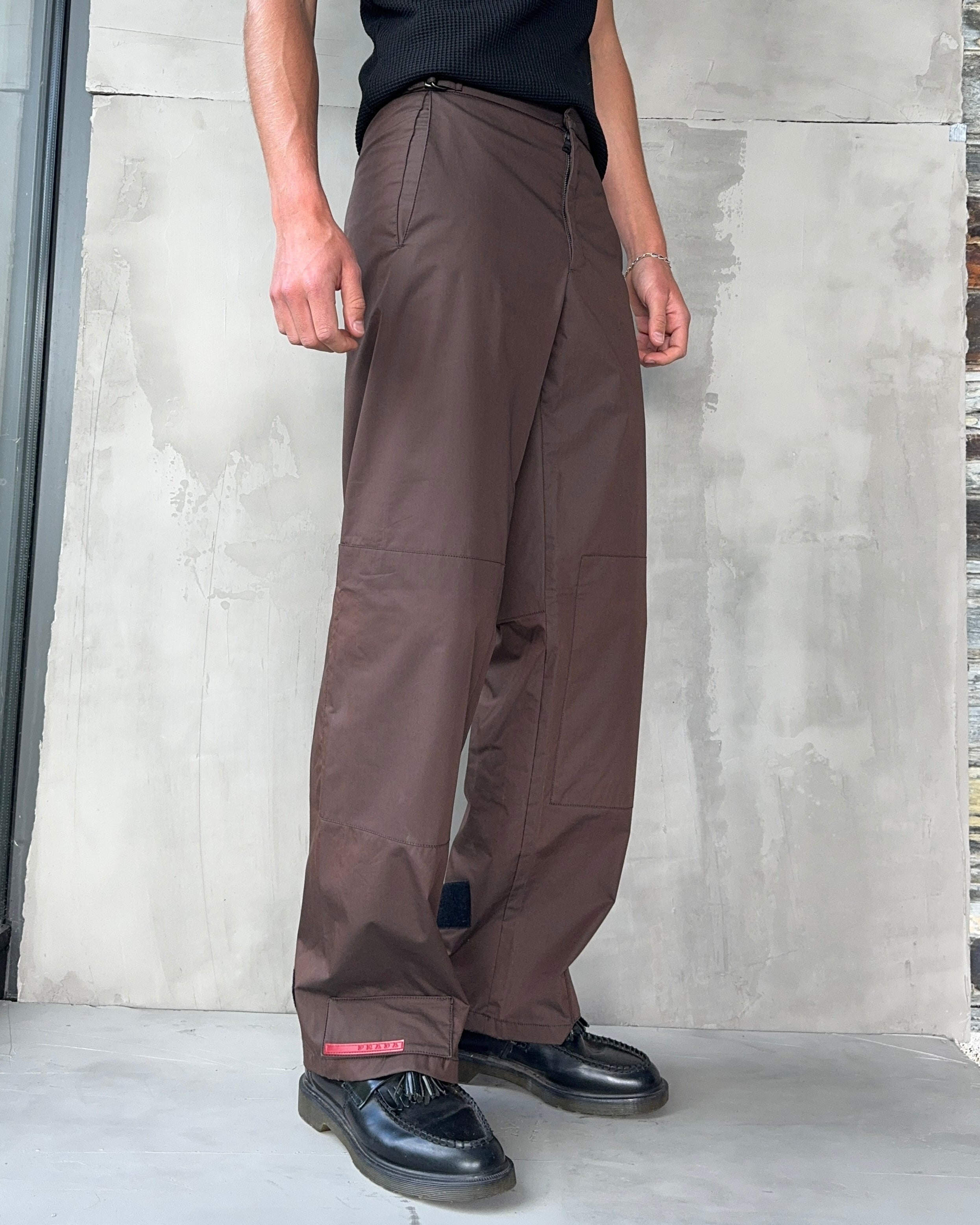 PRADA SPORT 'BELLA HADID' WIDE LEG STRAP TROUSERS - M