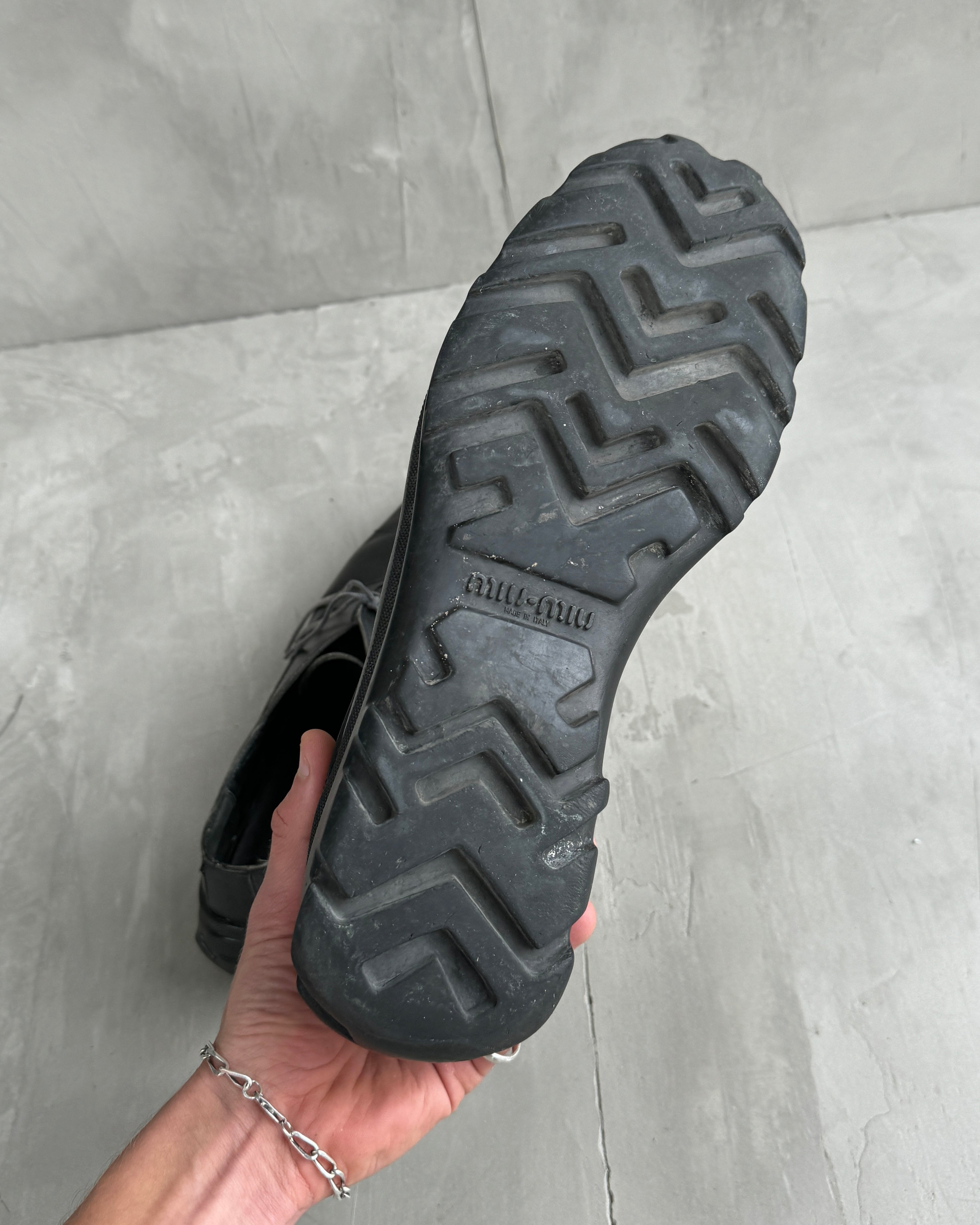 MIU MIU 90'S BUBBLE SOLE LEATHER DERBY'S - UK 11 / EU 46