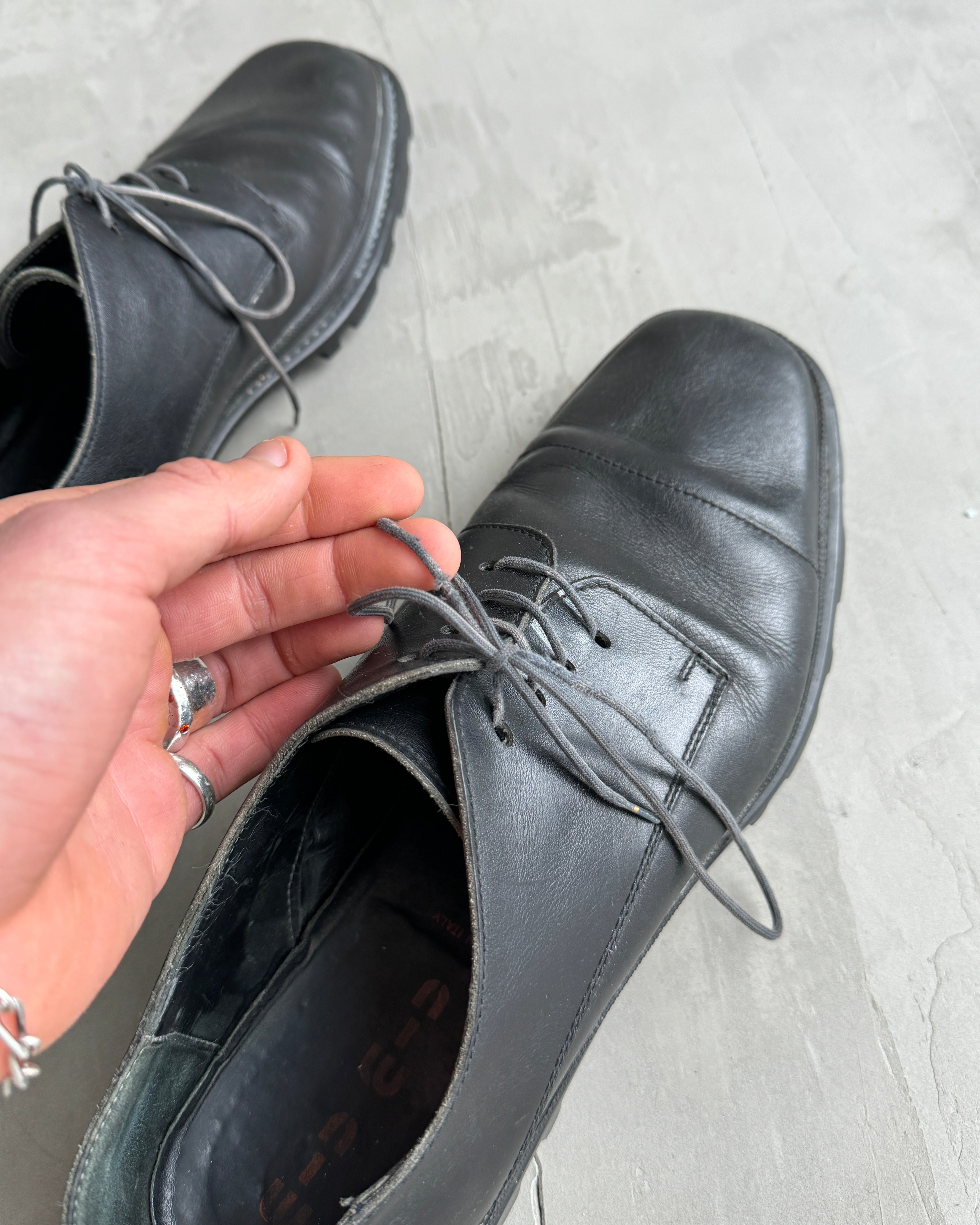 MIU MIU 90'S BUBBLE SOLE LEATHER DERBY'S - UK 11 / EU 46