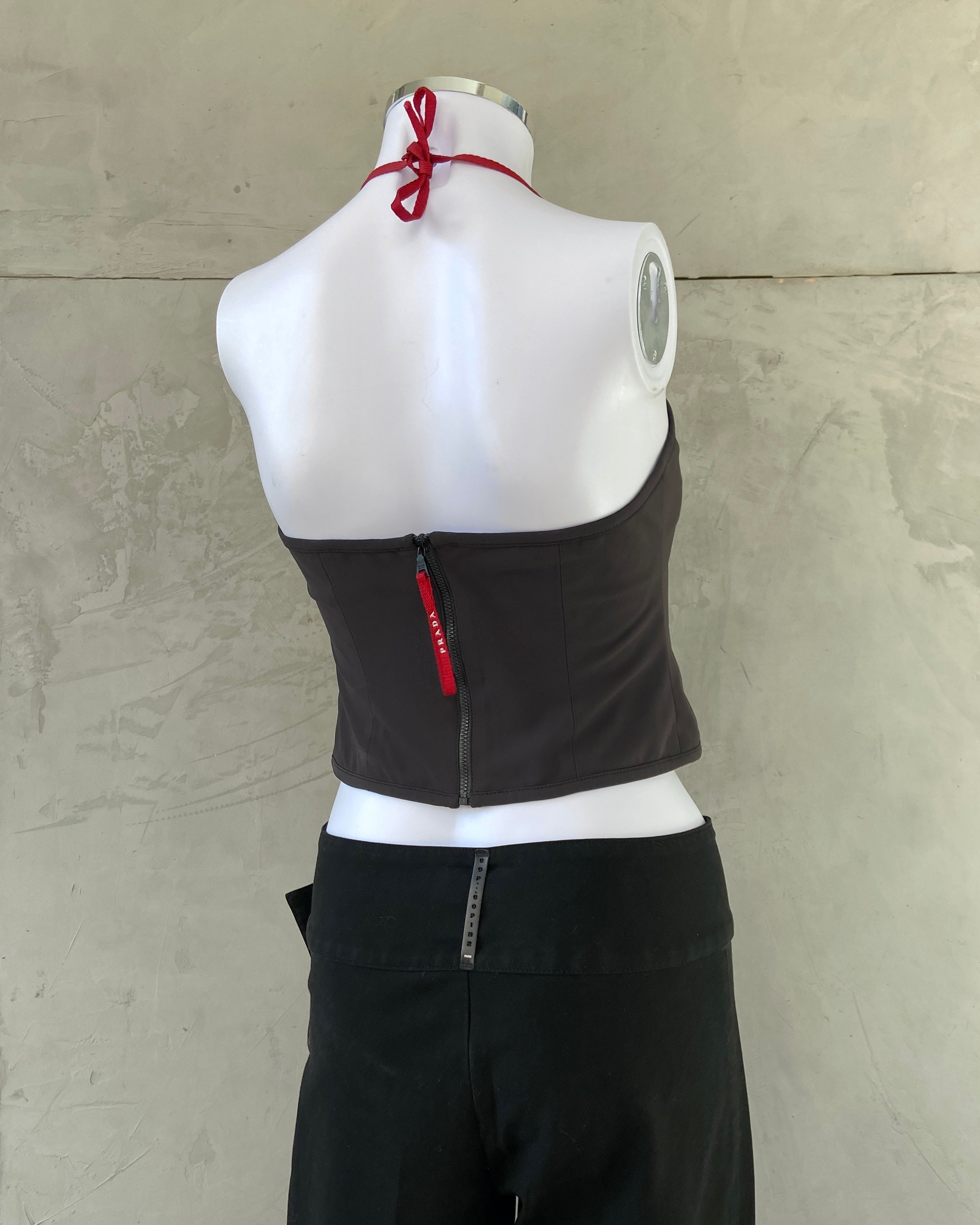 PRADA SPORT SS1999 SILVER NYLON BANDEAU TOP - M
