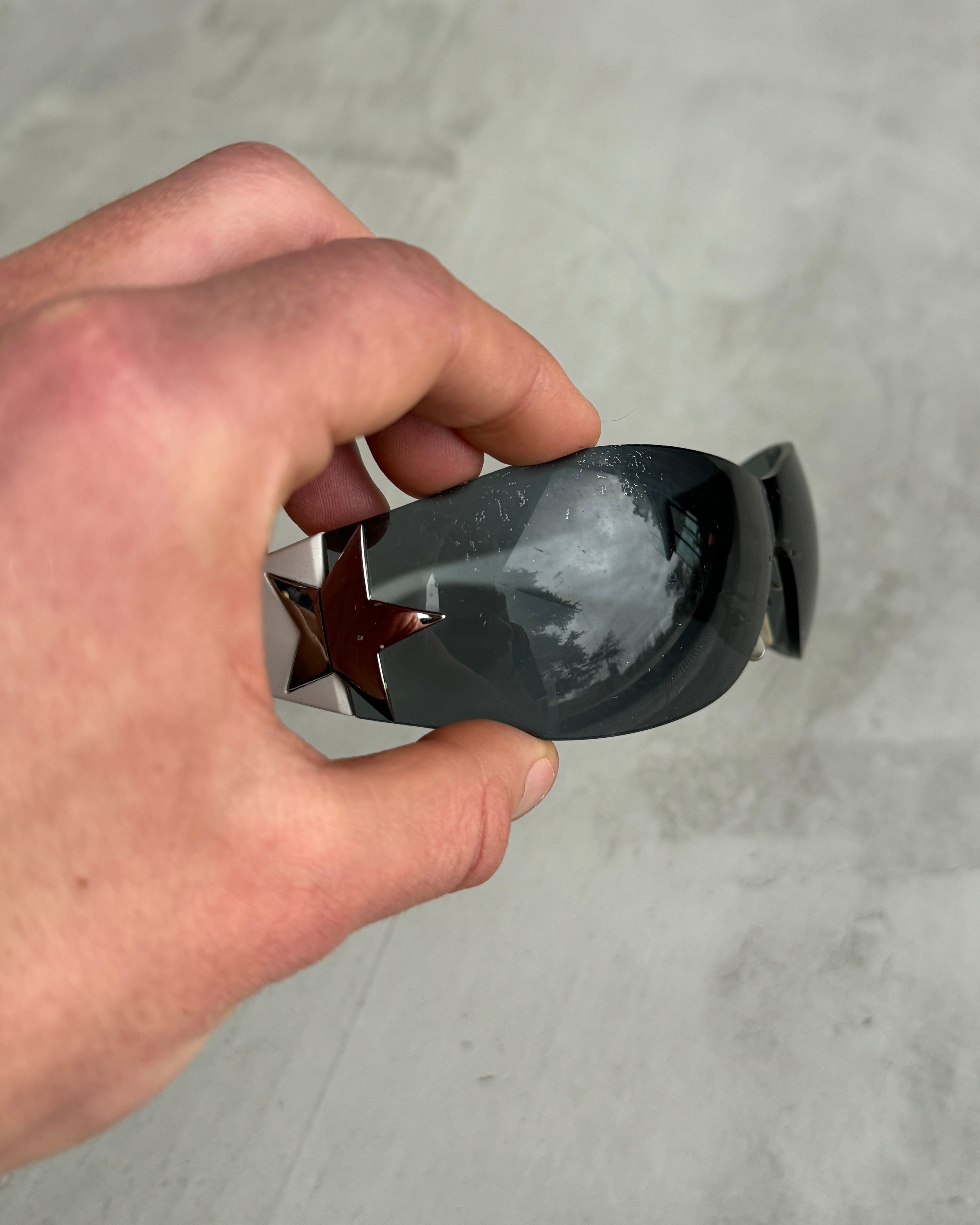 PRADA WRAP AROUND WHITE STAR SUNGLASSES