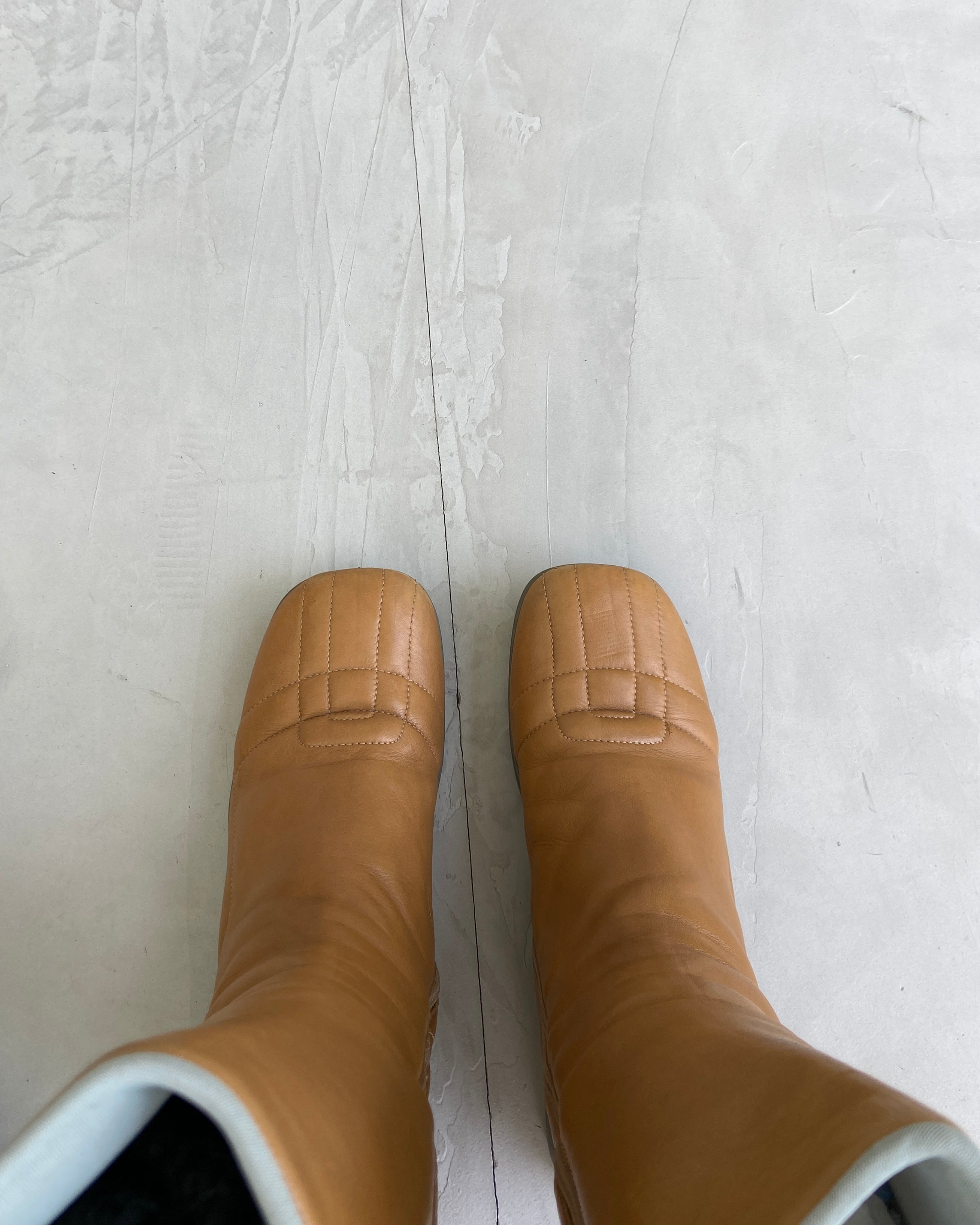 PRADA SPORT 90'S SQUARE TOE LEATHER BOOTS - EU 39 / UK 6