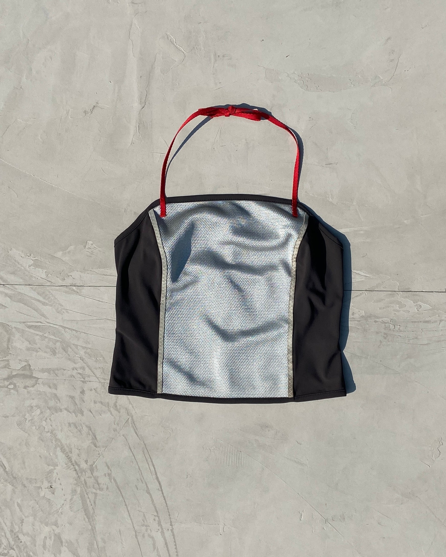 PRADA SPORT SS1999 SILVER NYLON BANDEAU TOP - M