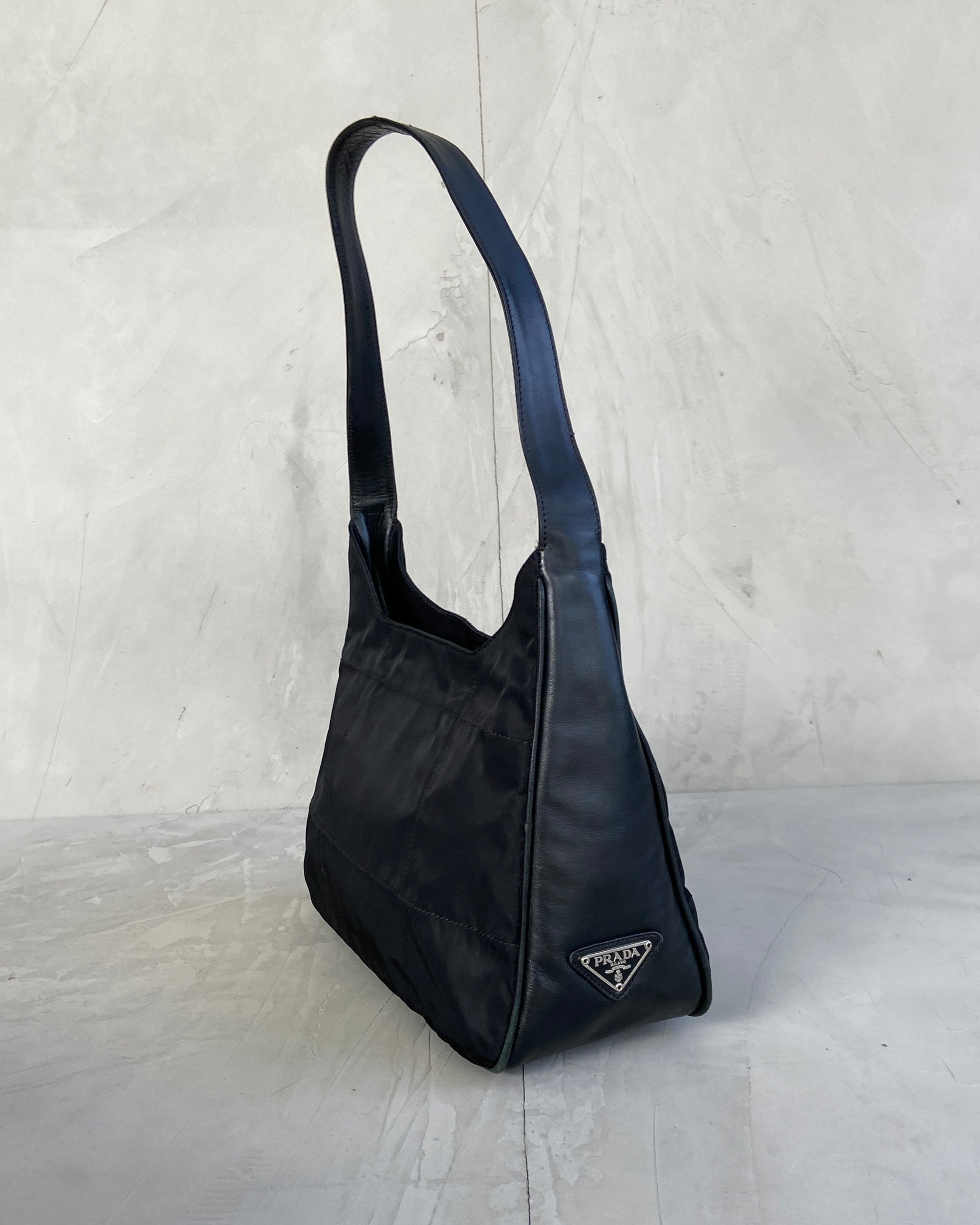 PRADA NYLON & LEATHER SHOULDER BAG