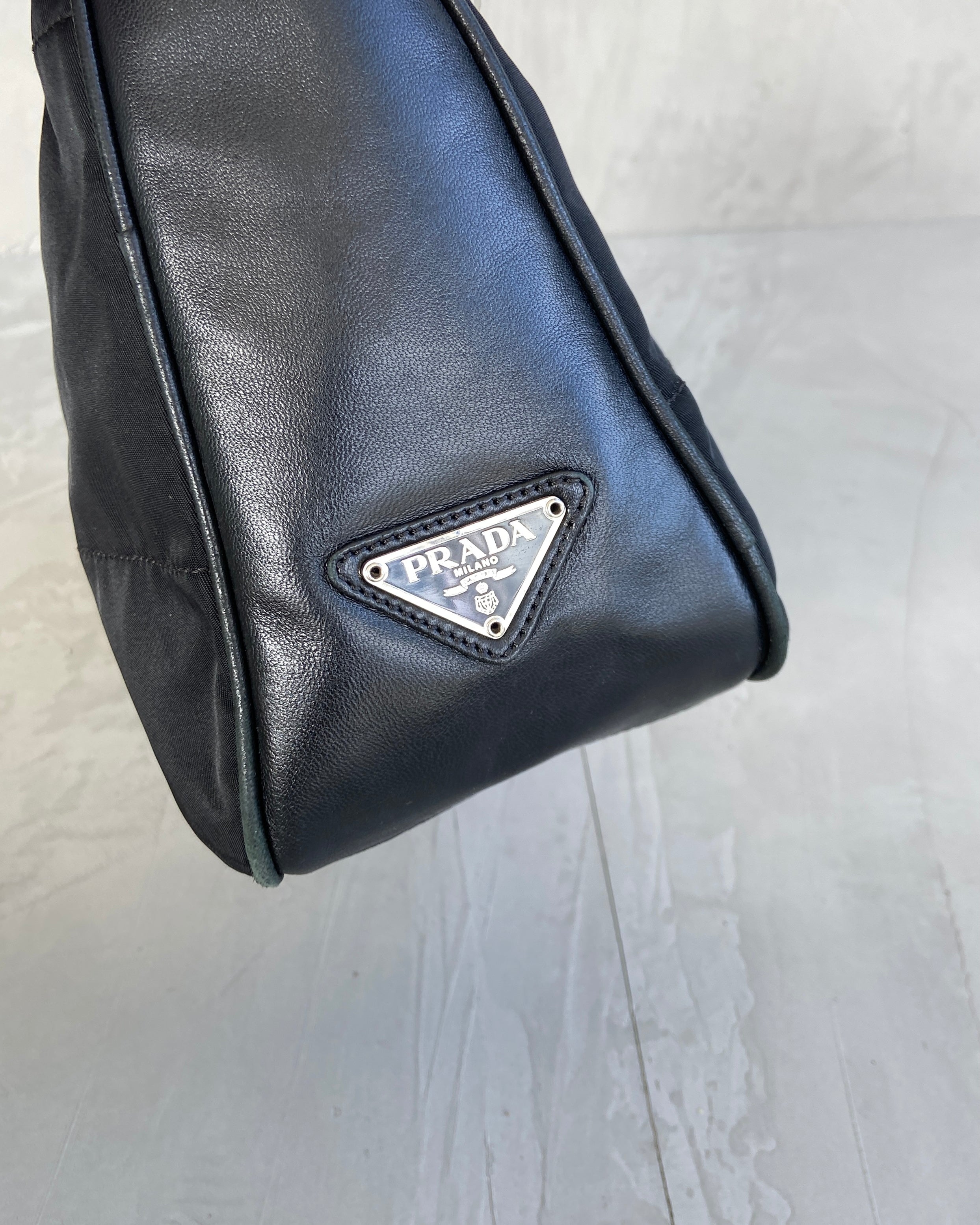 PRADA NYLON & LEATHER SHOULDER BAG