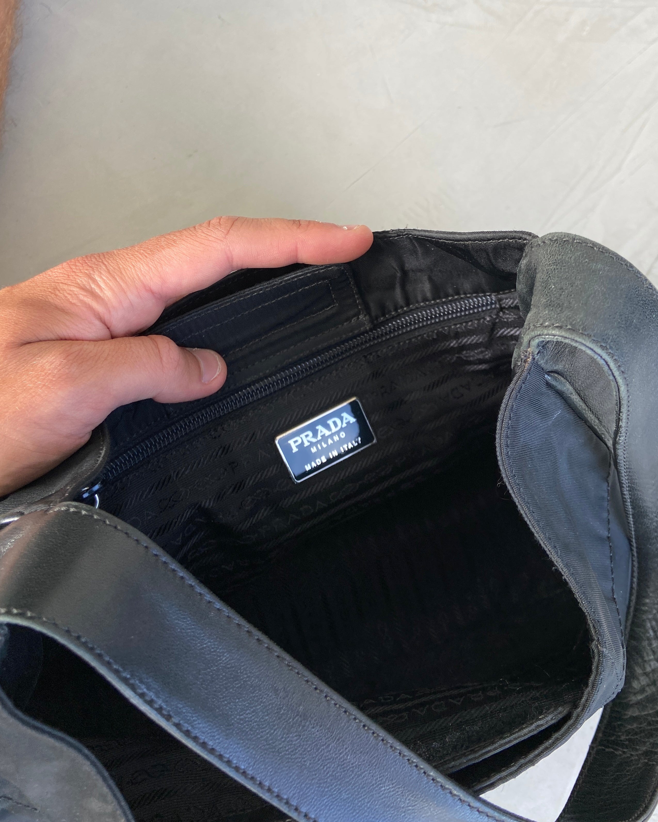 PRADA NYLON & LEATHER SHOULDER BAG