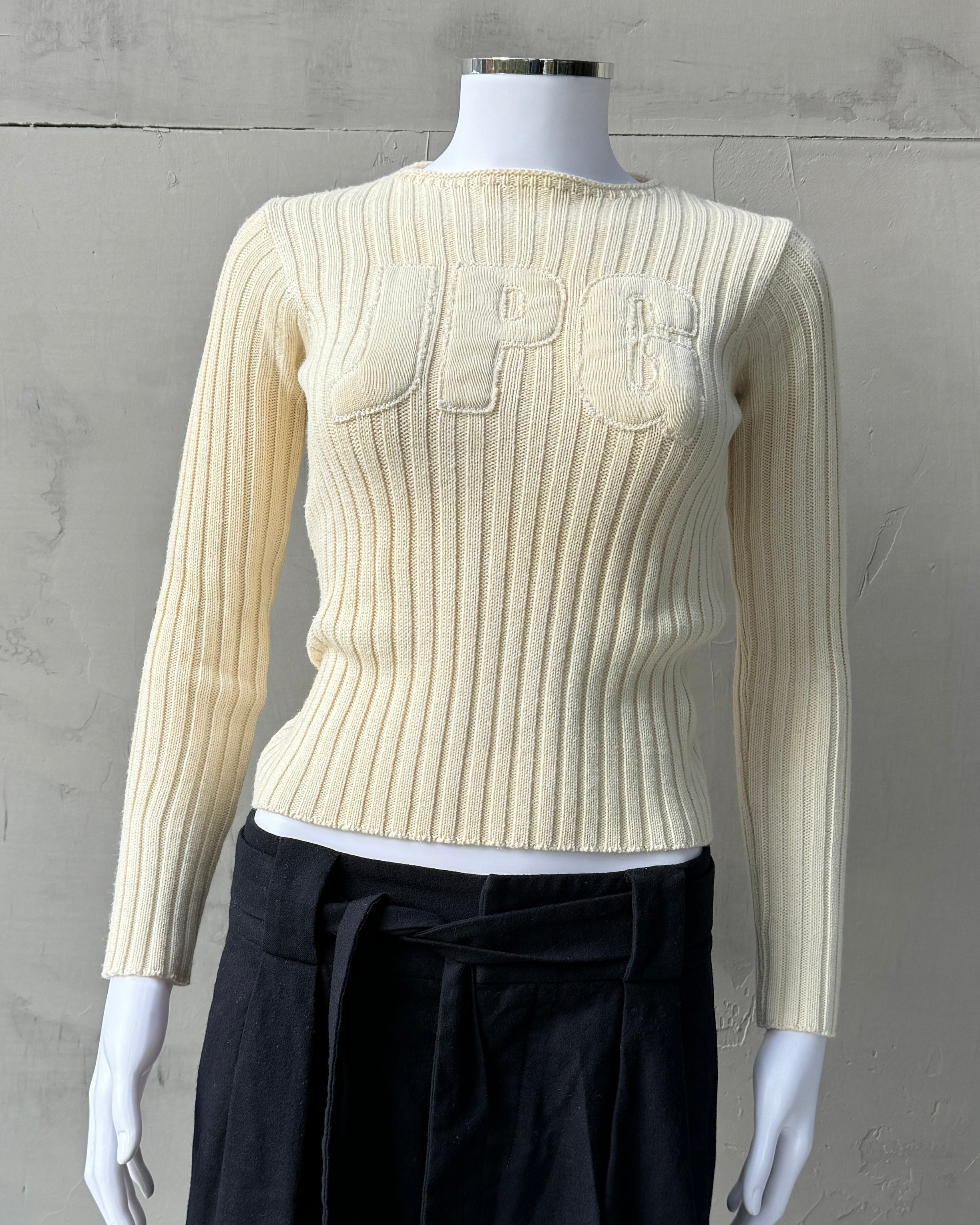 Jean Paul Gaultier JPG Jeans Logo Ribbed Knit Sweatshirt - S