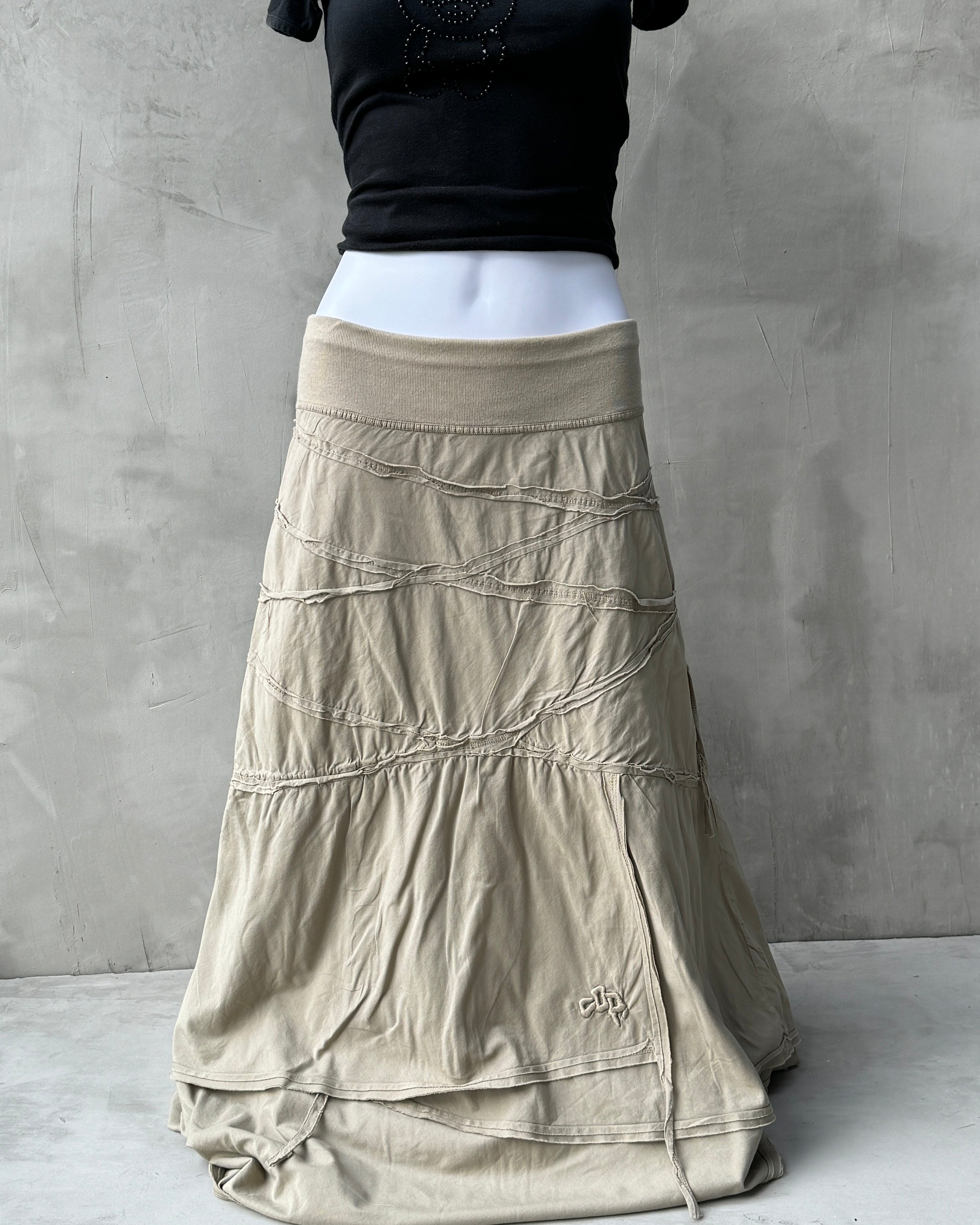 COP COPINE BEIGE COTTON RUFFLE MAXI SKIRT - M/L